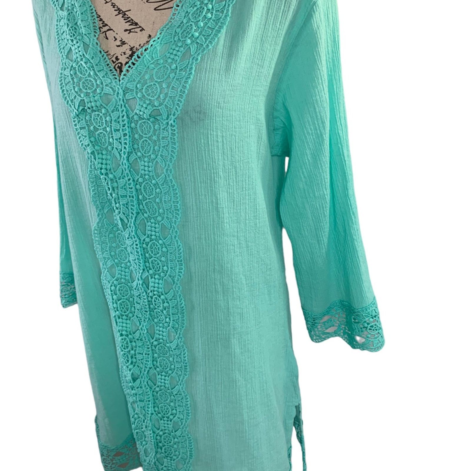 Isaac Mizrahi Issac Mizrahi New York Women's Small Tunic Top Lace Trim Size S / US 4 / IT 40 - 2 Thumbnail