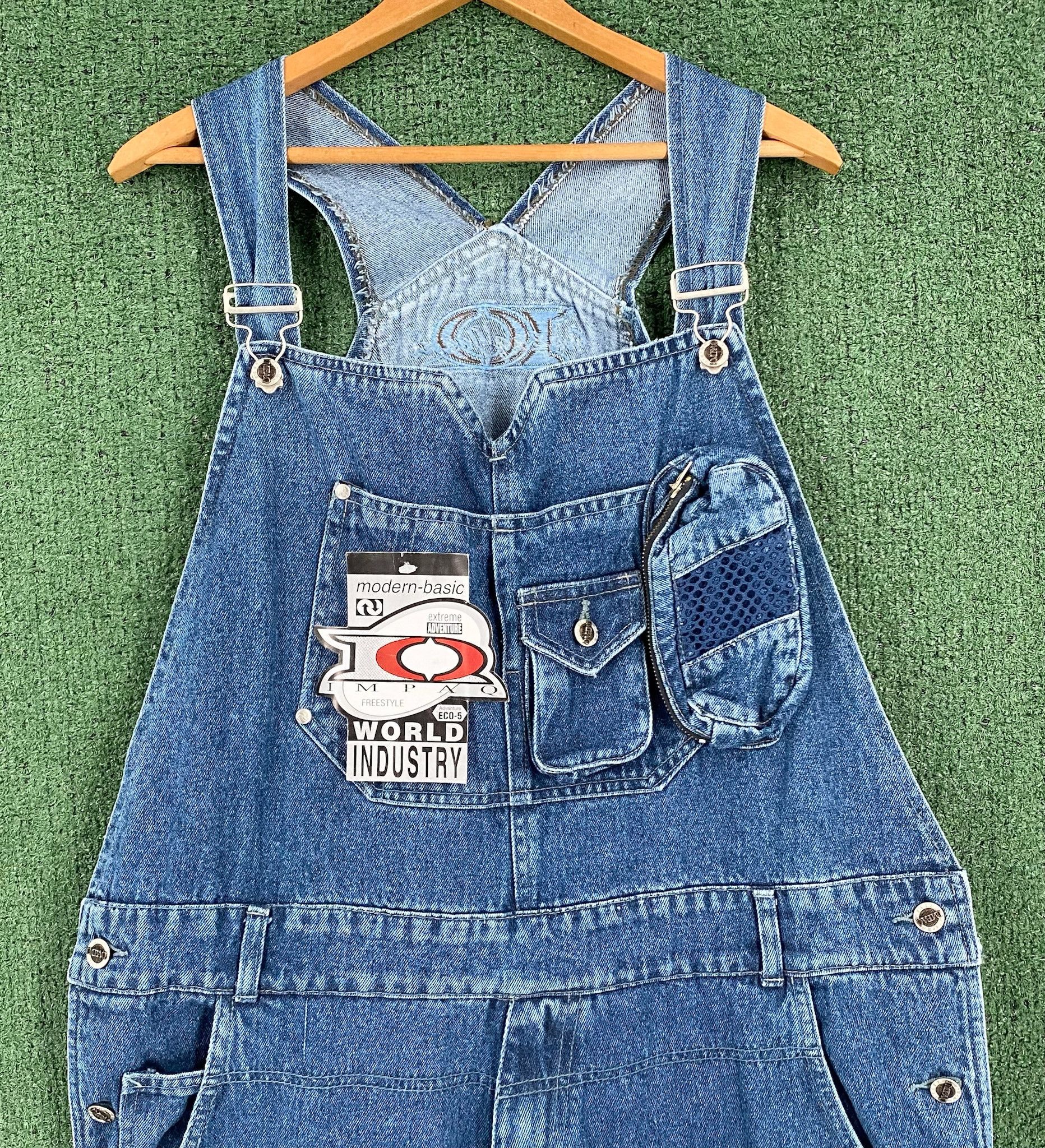 Vintage NEW VTG Y2K Impaq IQ Carpenter Baggy Denim Overalls XL Size US 41 - 2 Thumbnail
