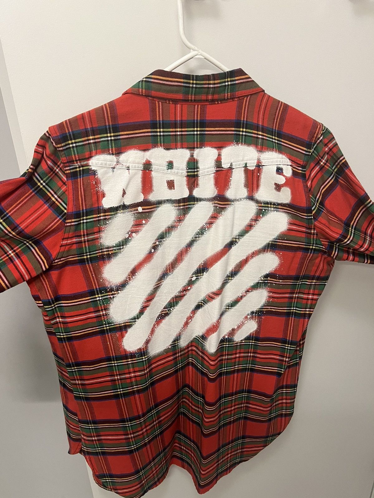 Image of Off White Off-White Flannel Button Down in Red, Men's (Size Small)