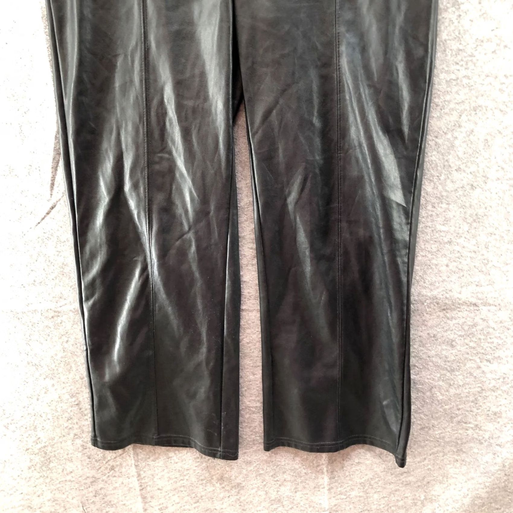 AVEC LES FILLES VINTAGE Avec Les Filles Faux Leather Wide Leg Pants Womens S Black Cropped Ankle Size 28" / US 6 / IT 42 - 4 Thumbnail