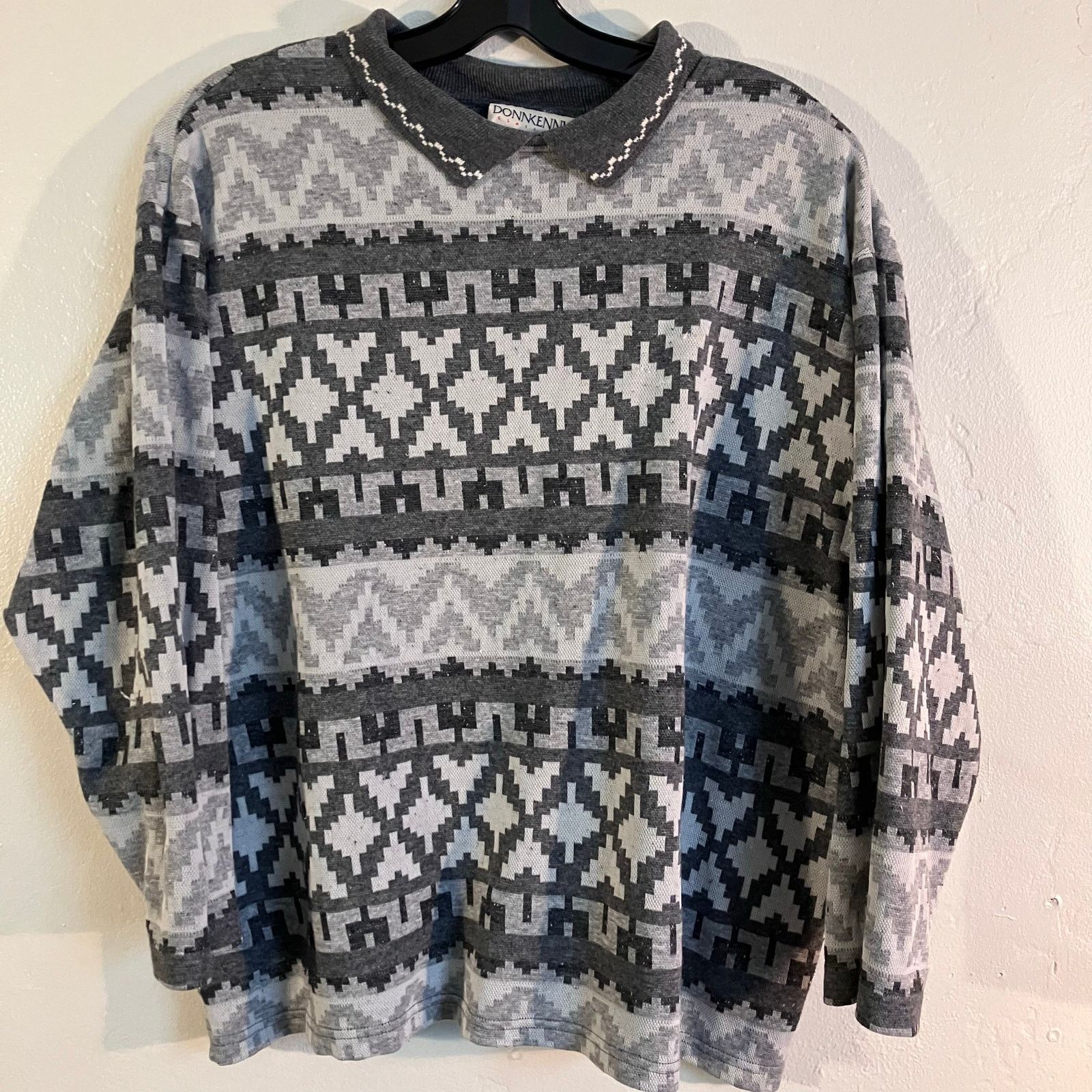 Vintage Donnkenny Classics Gray Abstract Pattern Polo Shirt Size US XL / EU 56 / 4 - 1 Thumbnail