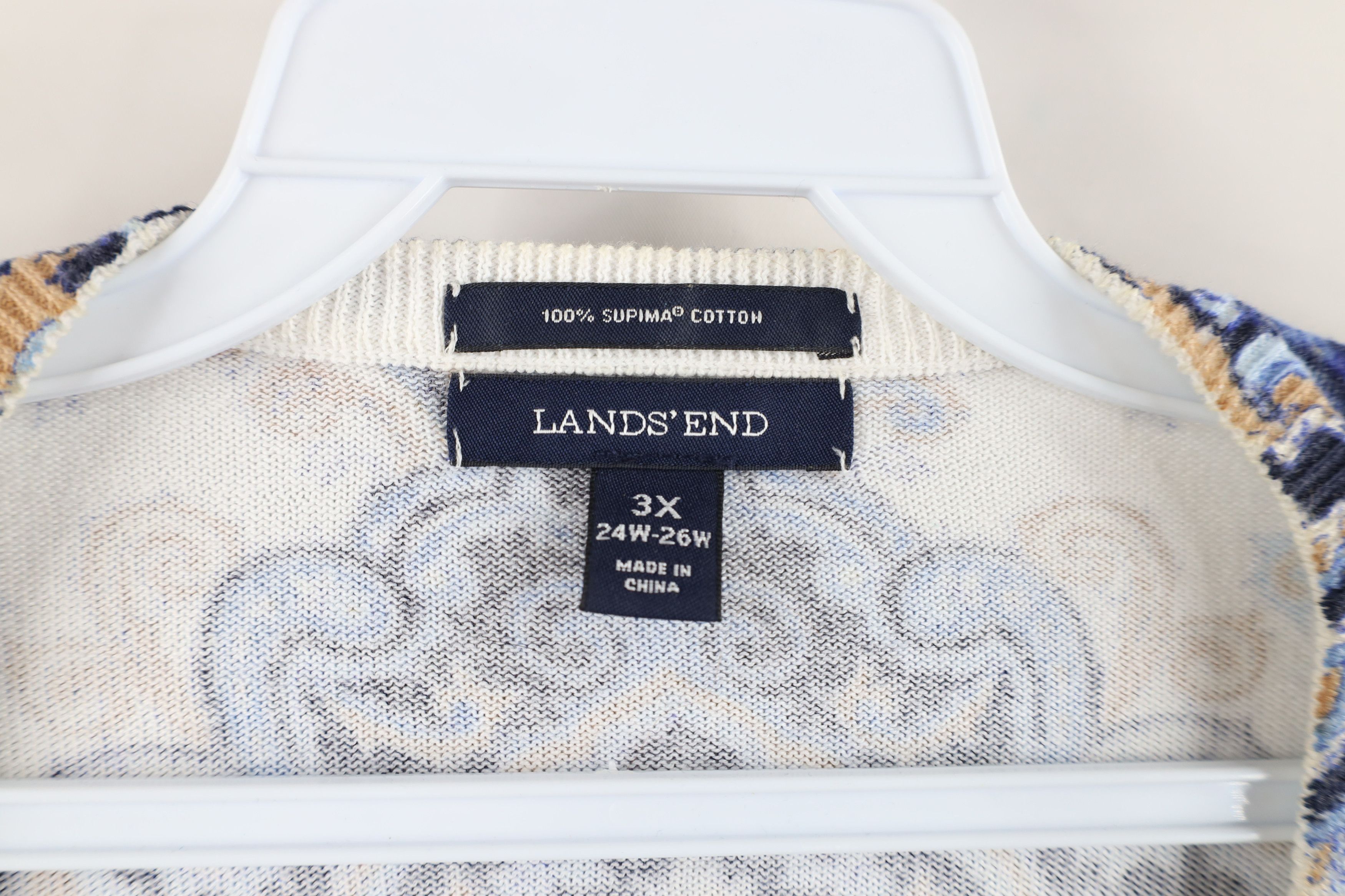 Lands' End × Vintage Vintage Lands End Paisley Geometric Knit Cardigan Sweater Size 3XL / US 20-22 - 4 Thumbnail