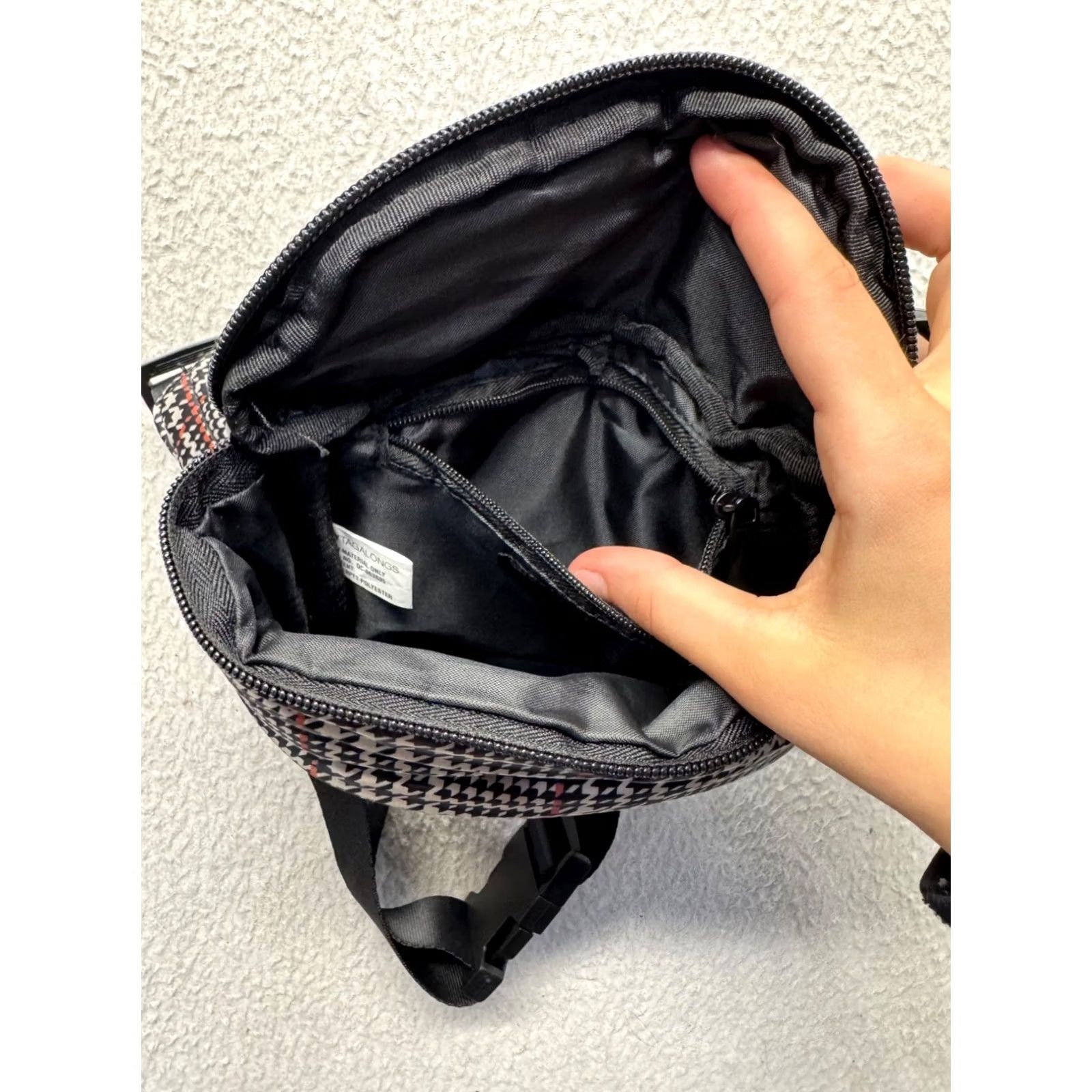 Vintage MyTagalongs Houndstooth Belt Bag Crossbody Strap Black White Zip Bag Charm Womens Size ONE SIZE - 6 Thumbnail