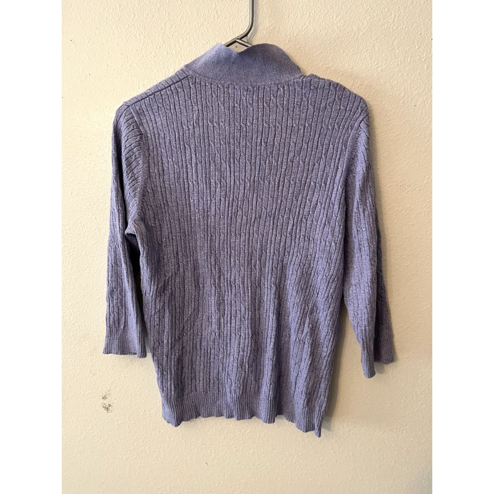 Vintage Karen Scott Sweater Women's Purple 3/4 Sleeve Collared V-Neck Size M Knit Top Casual Shirt Pullover Size M / US 6-8 / IT 42-44 - 3 Thumbnail