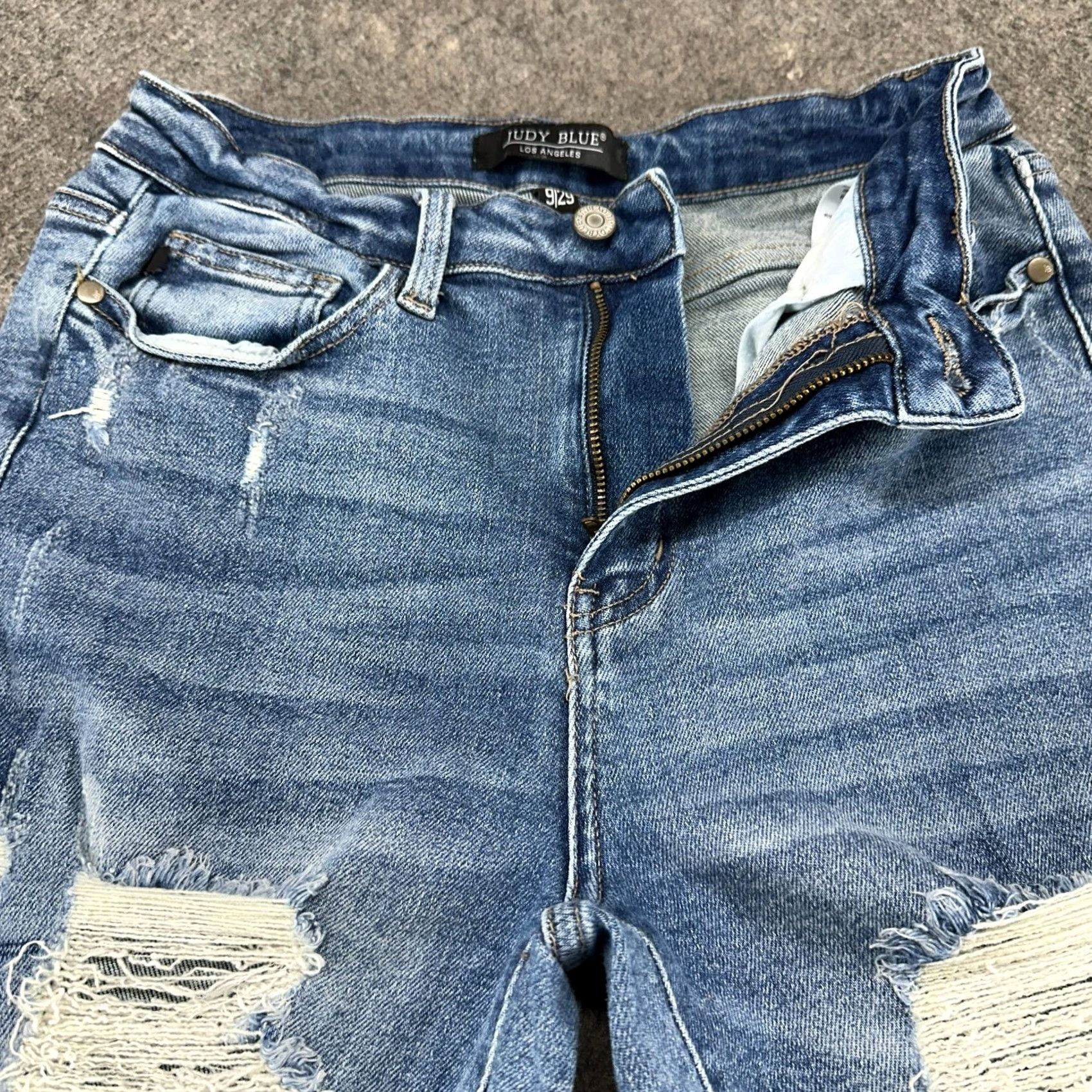 Vintage Judy Blue Jeans Womens 29 Regular Straight Distressed High Waist Blue Denim Jeans Menstrual? Size 29" - 2 Thumbnail