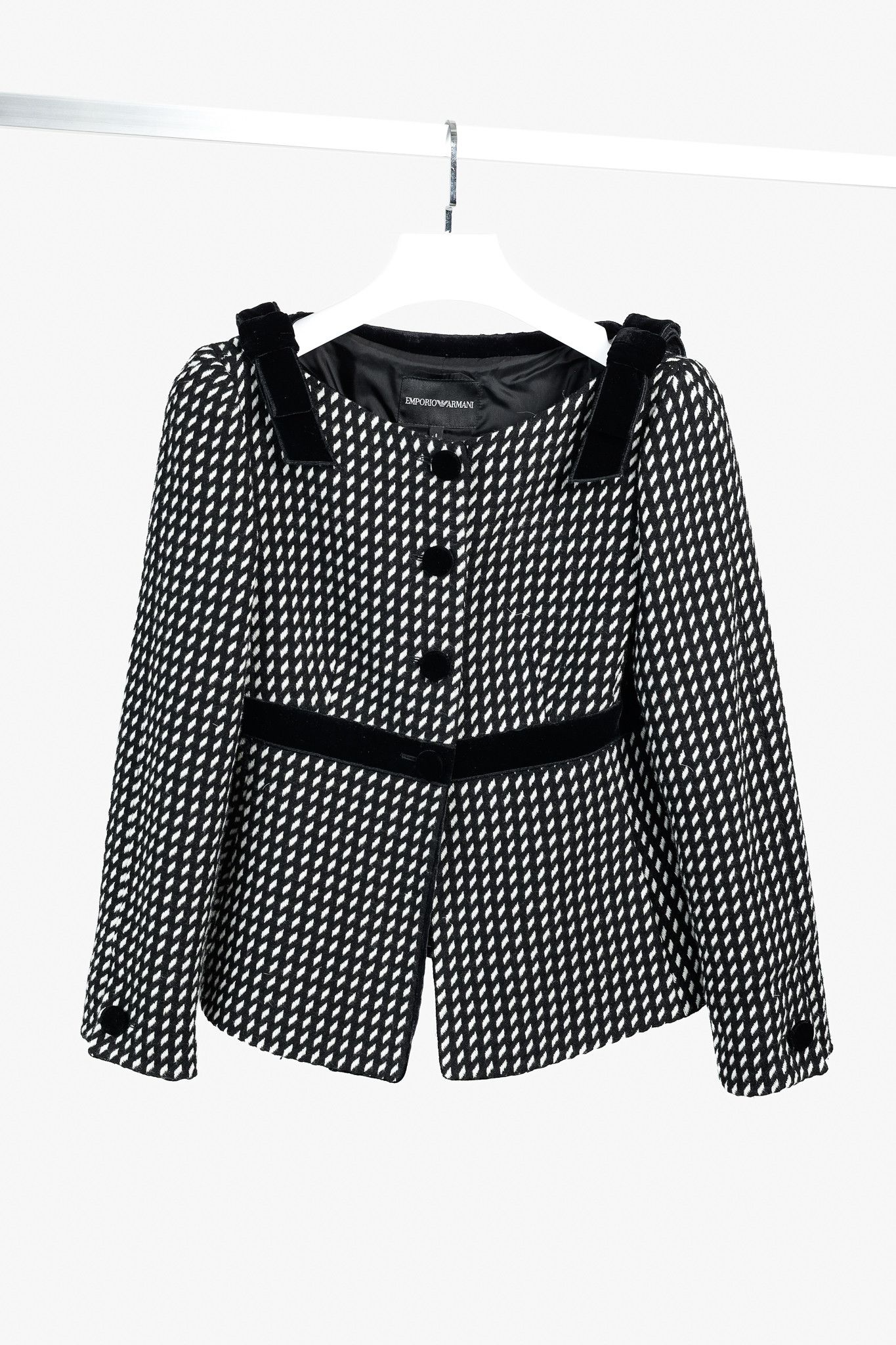 Emporio Armani Emporio Armani 2006 Velvet Bow Trimmed Wool Jacket Size M / US 6-8 / IT 42-44 - 1 Thumbnail