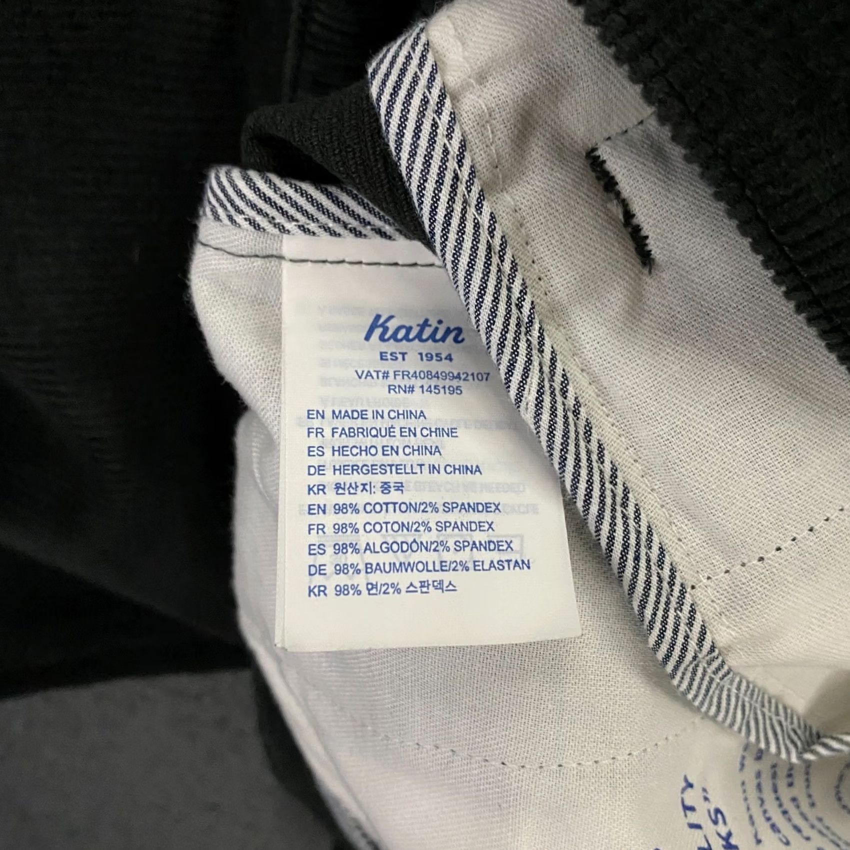 Katin Corey Corduroy Pants Mens 40x32 Slim Straight Chino Black New, Men's — image 3 of 6