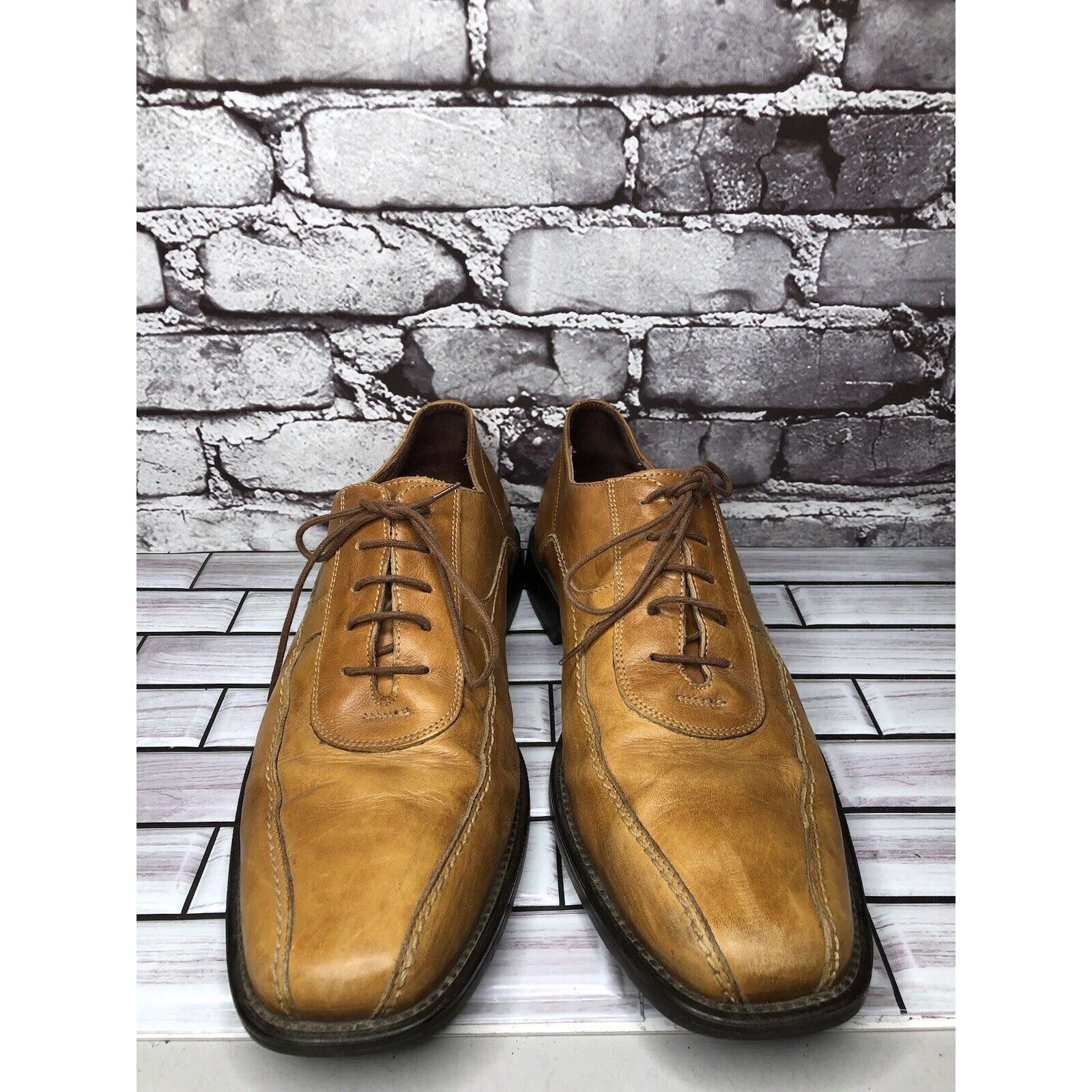 Johnston & Murphy Johnston & Murphy Tan Brown Leather Bicycle Toe Oxfords Shoe Size US 11.5 / EU 44-45 - 10 Thumbnail
