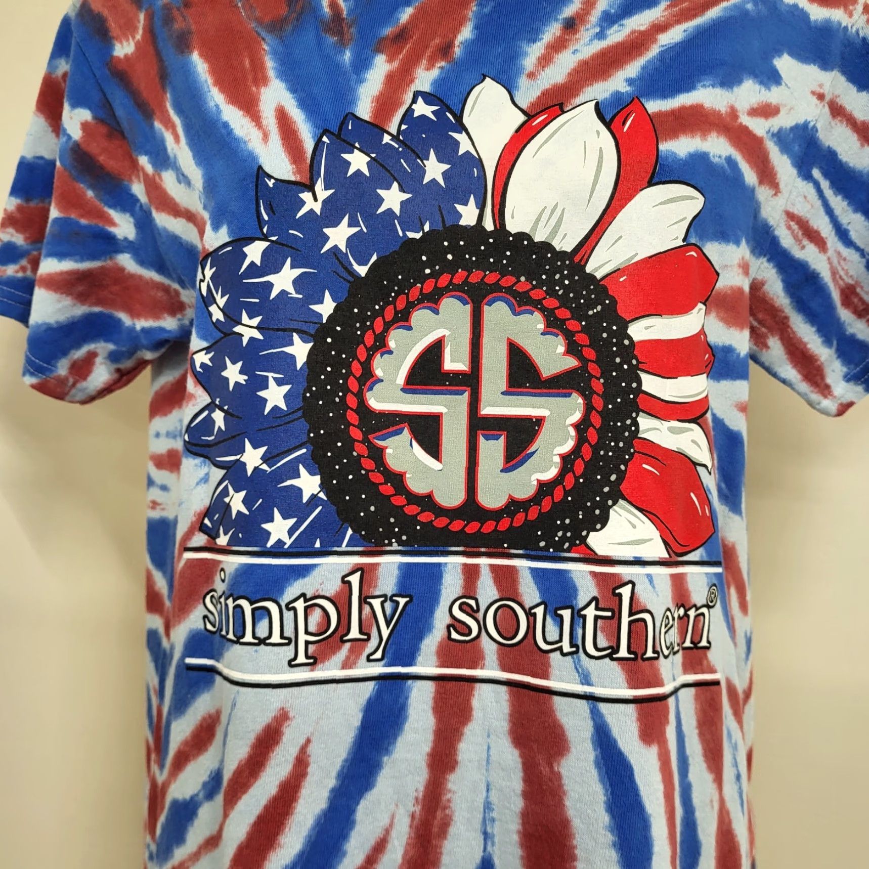 Vintage Simply Southern T-Shirt Women’s Size S Short Sleeve Patriotic Tie Dye Dog Daisy Women's Shirt Casual Summer Size S / US 4 / IT 40 - 3 Thumbnail