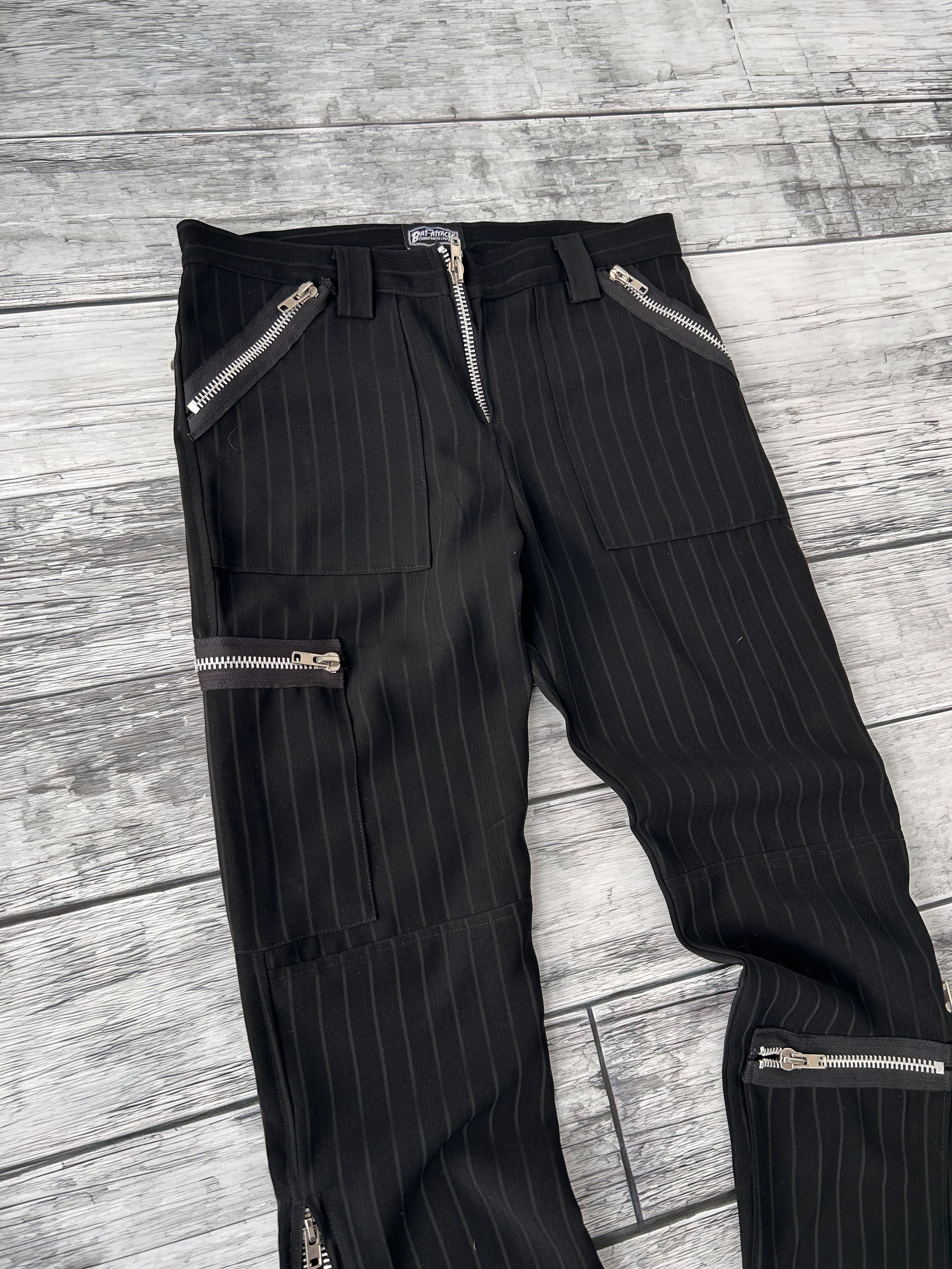 Vintage Vintage Punk Zipper Pants Pinstripe Gothic Techwear Bondage Size US 30 / EU 46 - 3 Thumbnail