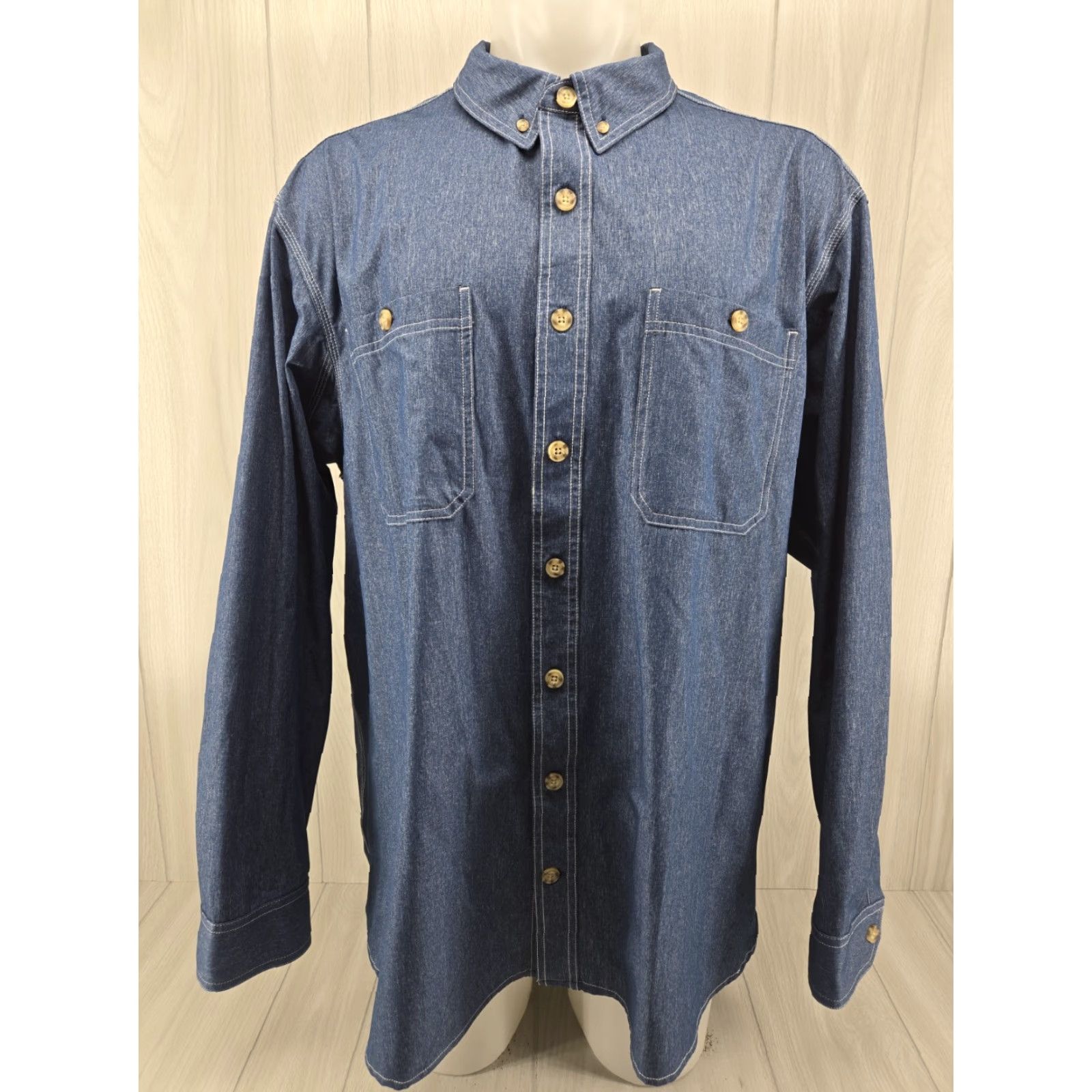 Vintage Duluth Trading Shirt Mens Blue 2XLT Relaxed Fit Long Sleeve Button-Up Untucked Polyester Clothing Size US XXL / EU 58 / 5 - 2 Thumbnail