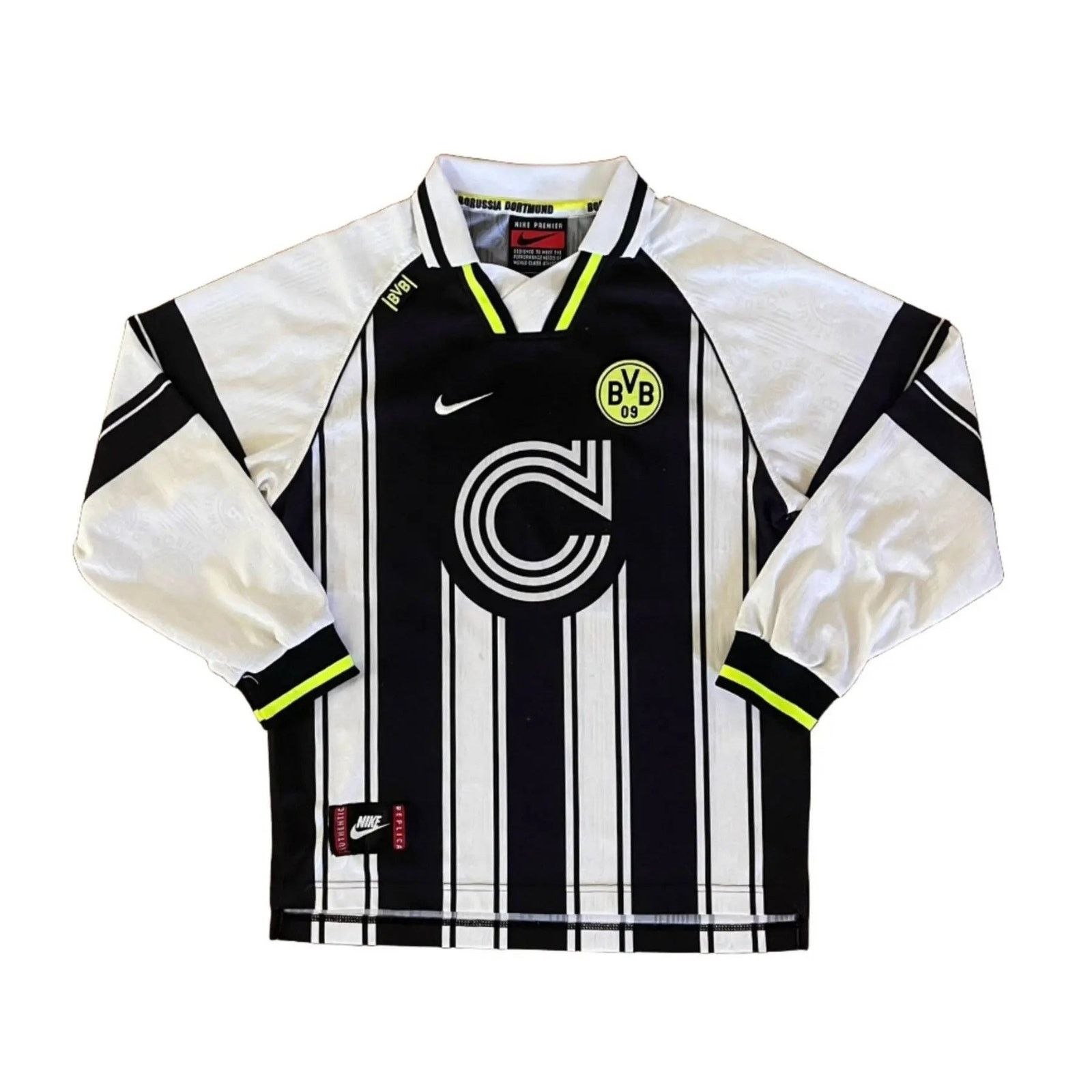 Borussia Dortmund away 1996-97 L ドルトムント 1996-97 Borussia Dortmund CL L/S Away Jersey - (YL)