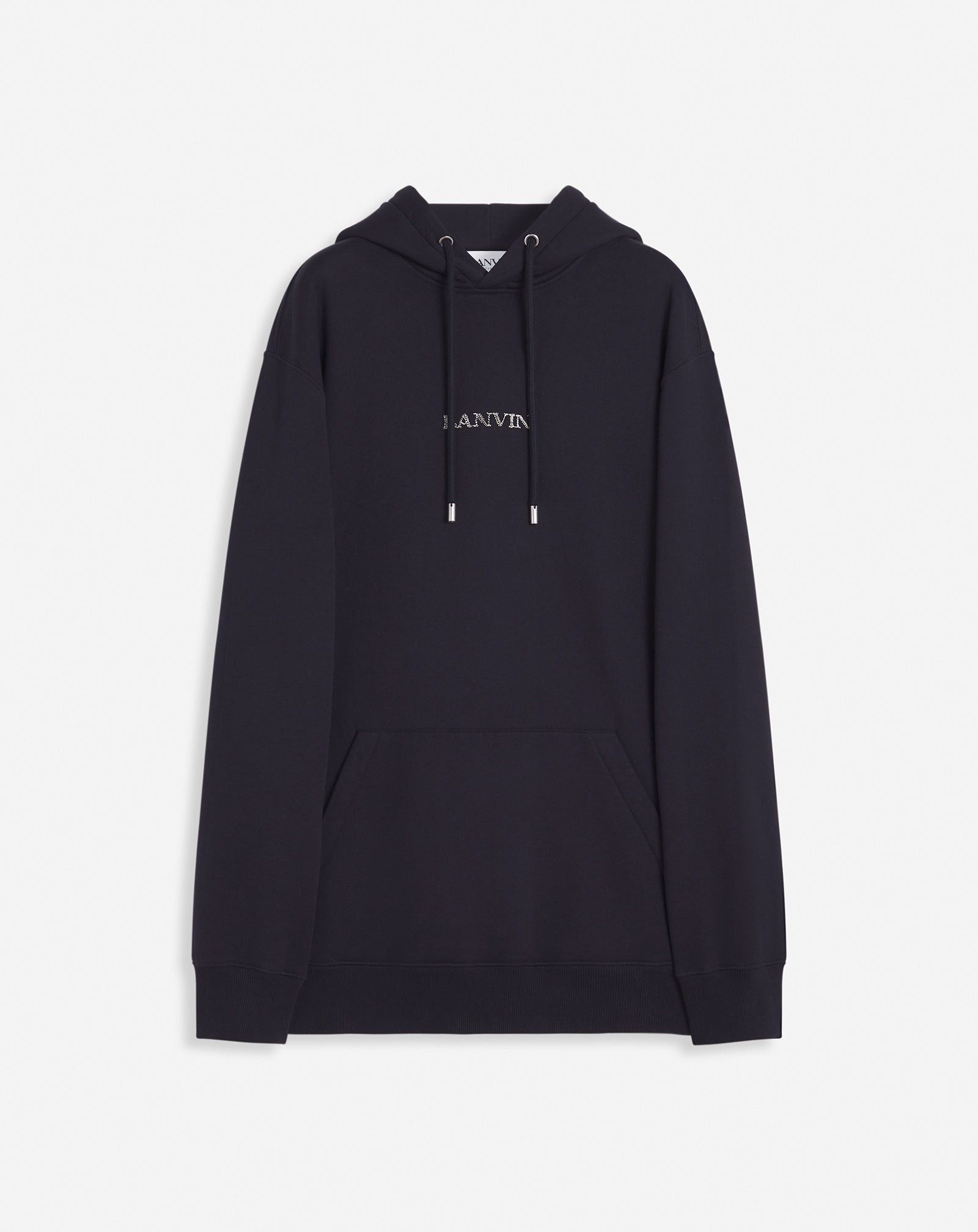 Lanvin o1mle0825 Unisex Loose-Fitting Logo Hoodie in Black Size US XXS / EU 40 - 1 Thumbnail