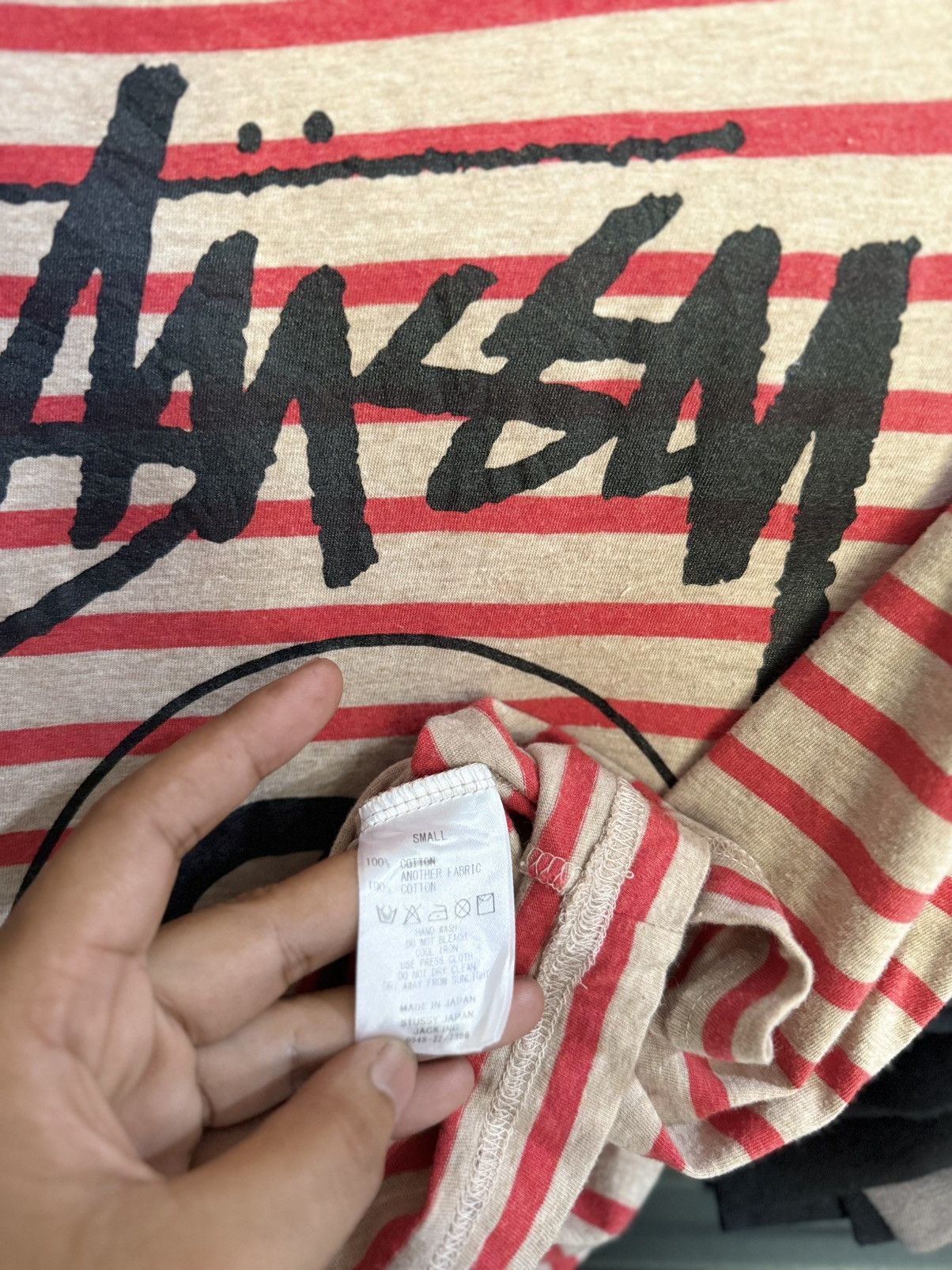 Stussy × Vintage Vintage Stussy Stripe 3Q Japan Grunge Tee Size US L / EU 52-54 / 3 - 5 Thumbnail