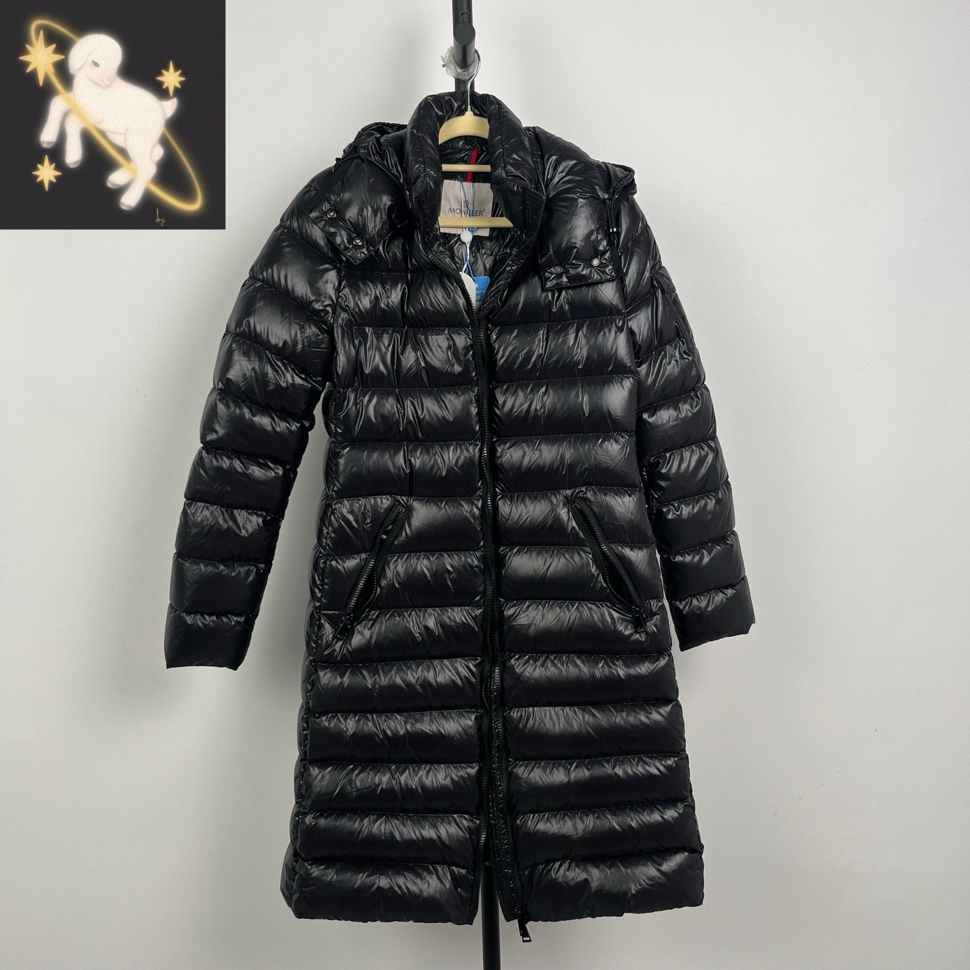 Moncler Moncler Embroidered Long Black Down Jacket M Women Size M / US 6-8 / IT 42-44 - 1 Thumbnail