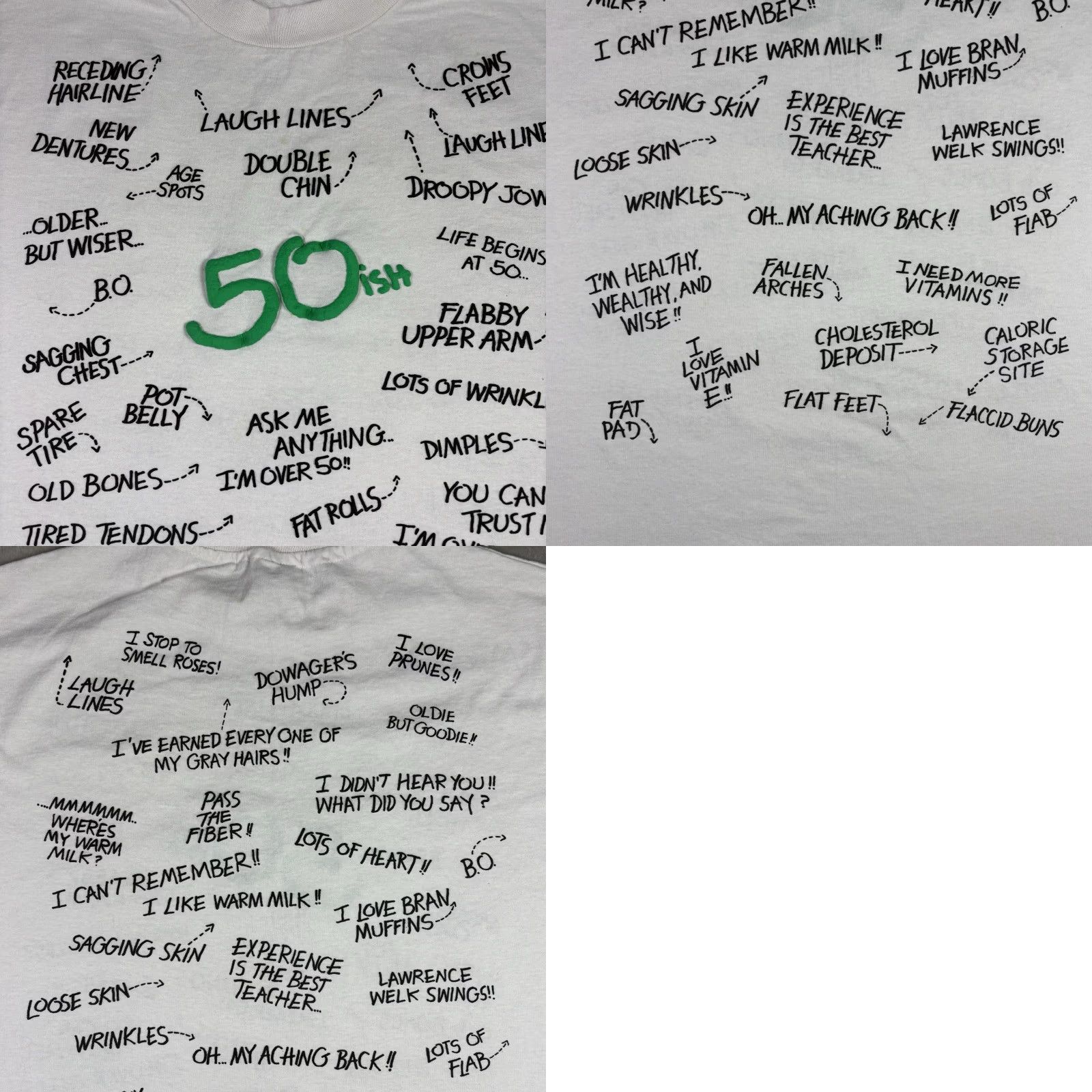 Hanes VINTAGE 50th Birthday Funny Humor Comedy T Shirt Quote Text XL 90s Hanes White Cotton Short Sleeve Crew Neck Men Mens Shirts T-Shirt Size XL Size US XL / EU 56 / 4 - 8 Thumbnail