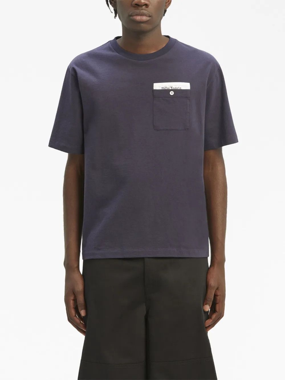 Palm Angels o1y0325 Logo Crewneck T-Shirt in Midnight Blue Size US XL / EU 56 / 4 - 3 Thumbnail