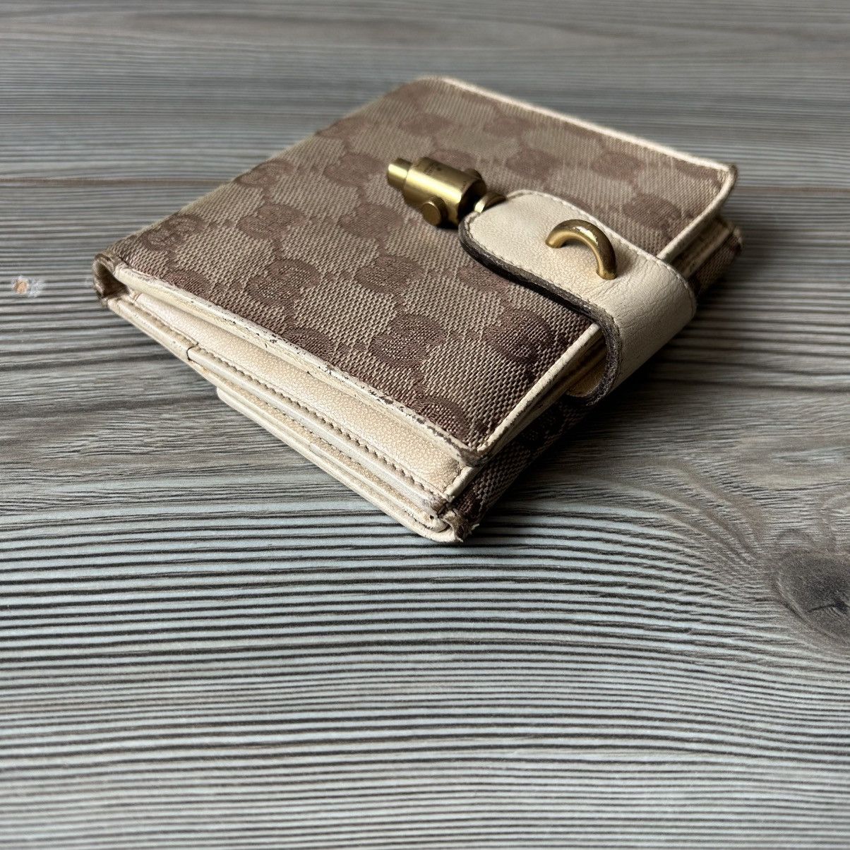Gucci GUCCI GG BROWN WHITE CANVAS X LEATHER COMPACT WALLET Size ONE SIZE - 6 Thumbnail