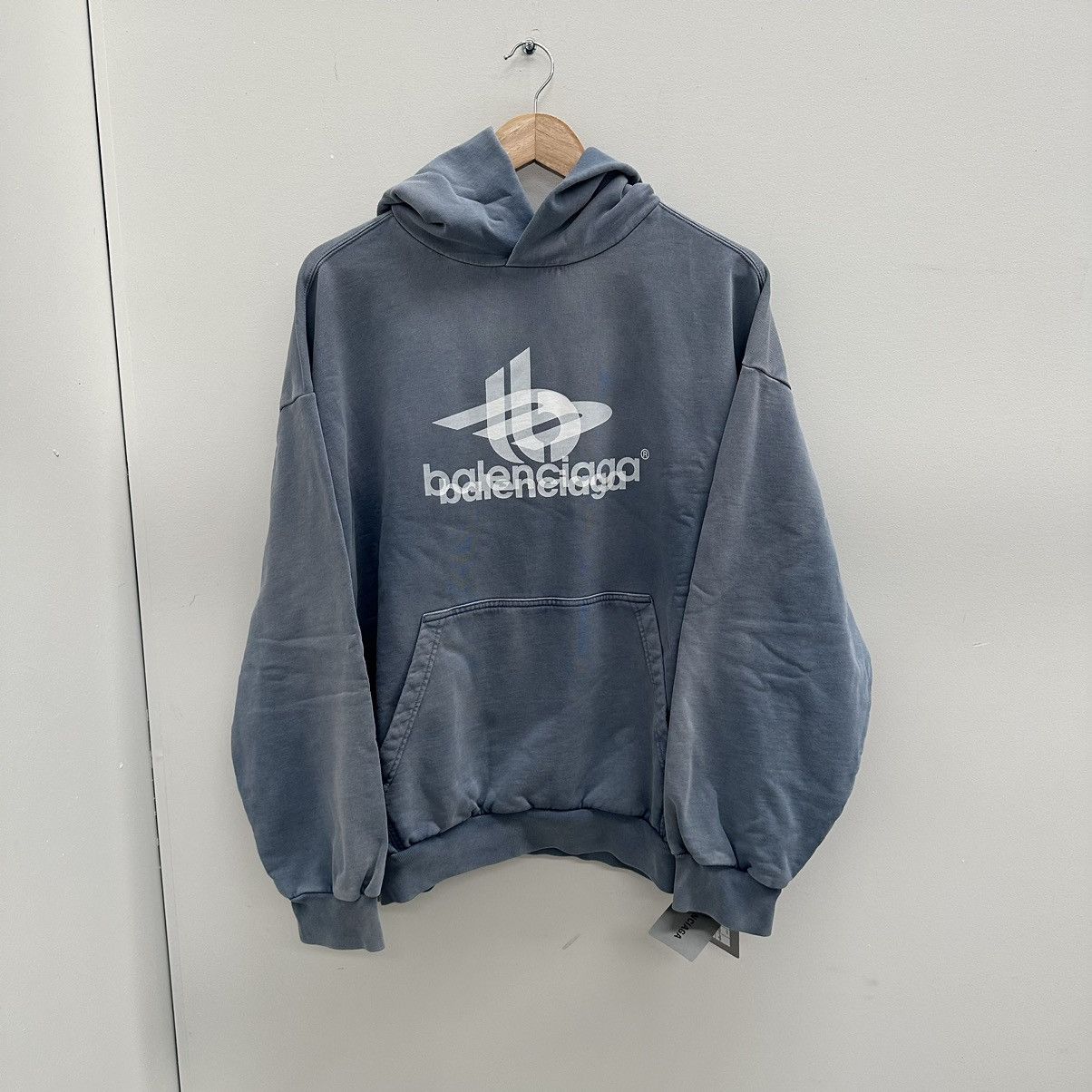 Balenciaga Balenciaga FW 23 Phantom Overlap Layered Washed Blue Hoodie ...
