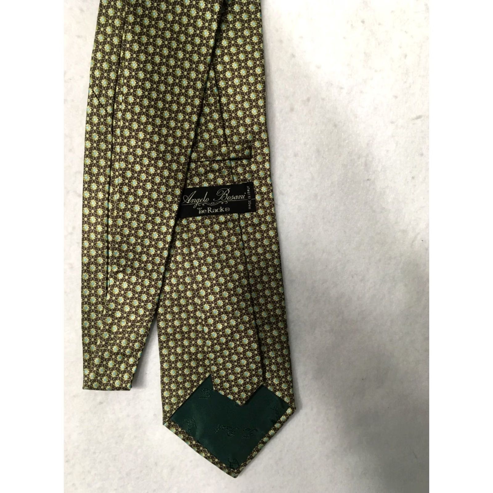 Vintage Angelo Bosani Tie Green 100% Silk Paisley Design Necktie Made in Italy Mens Size ONE SIZE - 3 Thumbnail