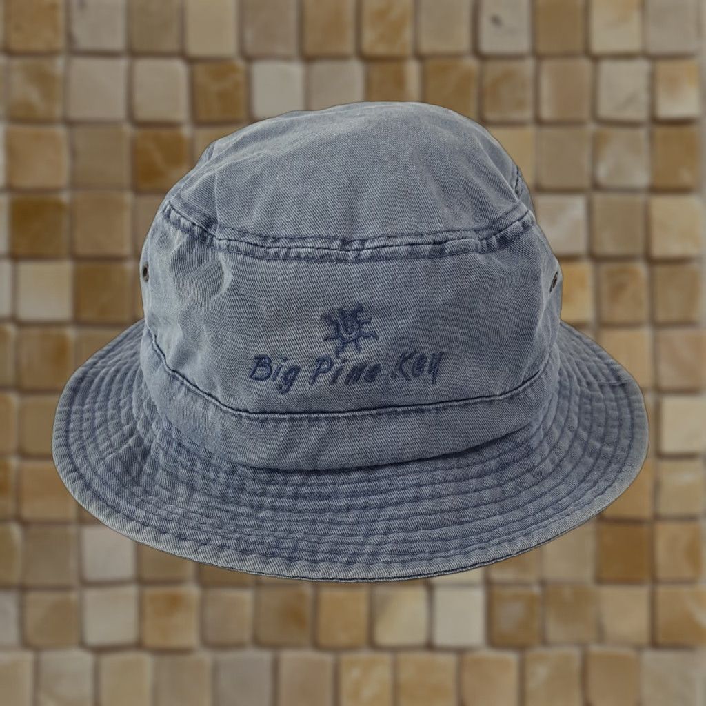 Vintage VINTAGE Dpc Big Pine Key Island Denim Bucket Hat One Size Blue Retro 90s Outdoor Mens Size US 35 - 1 Thumbnail
