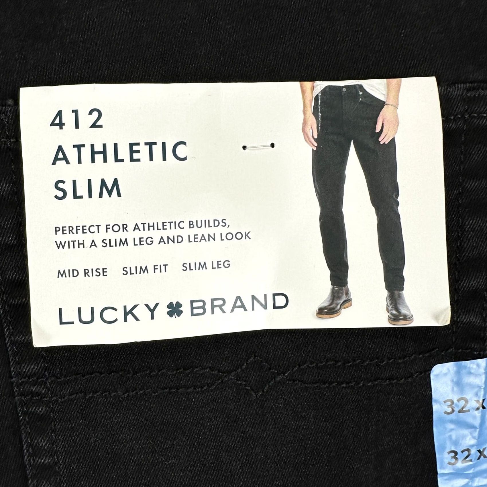 Lucky Brand Lucky Brand 412 Mens Slim Jeans 32X30 Black Dark Wash Stretch Denim NEW Size US 32 / EU 48 - 2 Thumbnail