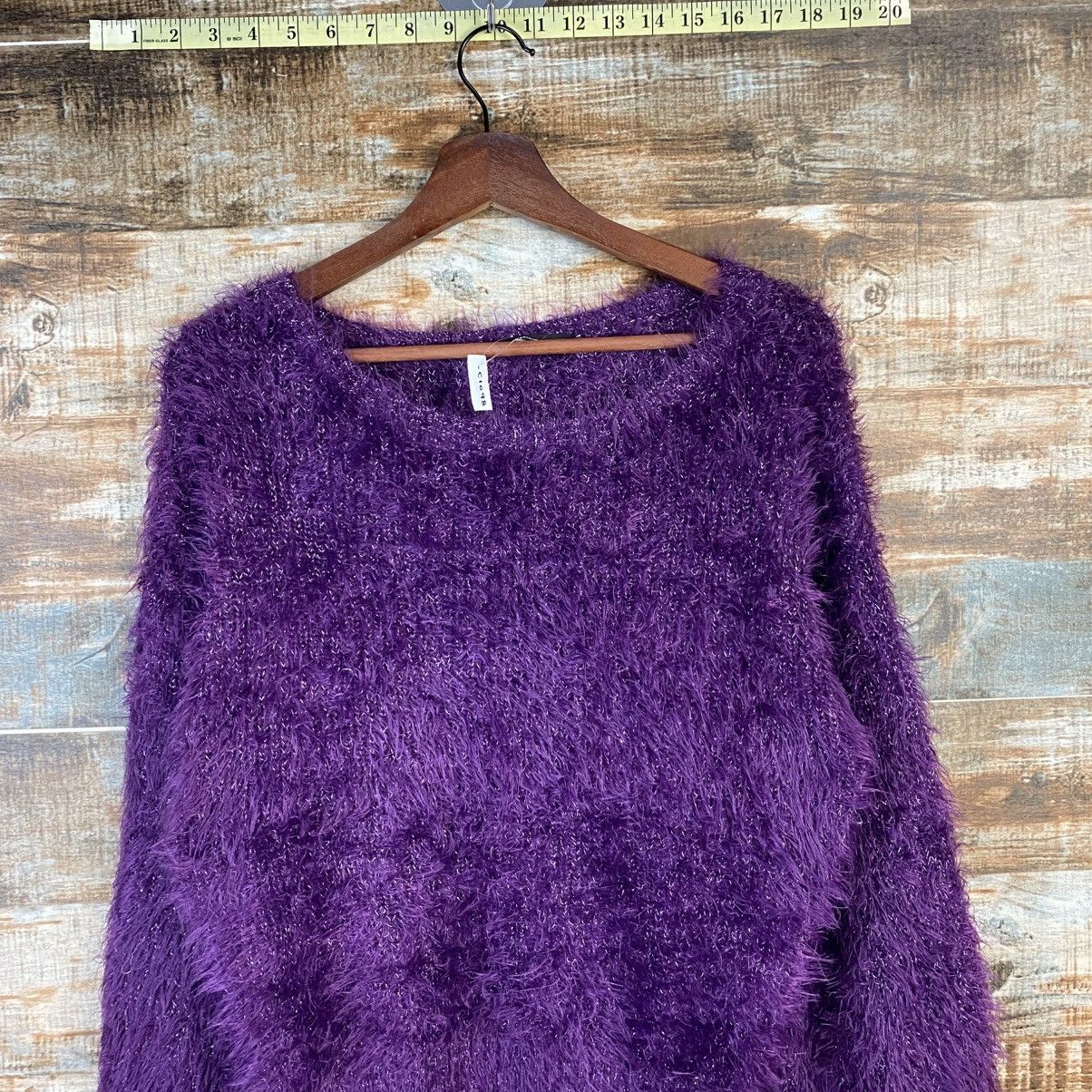 Japanese Brand DL Kastane Purple Mohair fur shaggy Knitwear #C1098 Size M / US 6-8 / IT 42-44 - 2 Thumbnail