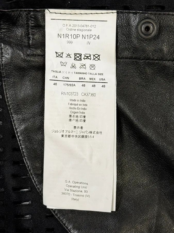 Emporio Armani AW2013 Emporio Armani Perforated Black Leather Bomber Jacket Size US M / EU 48-50 / 2 - 10 Thumbnail