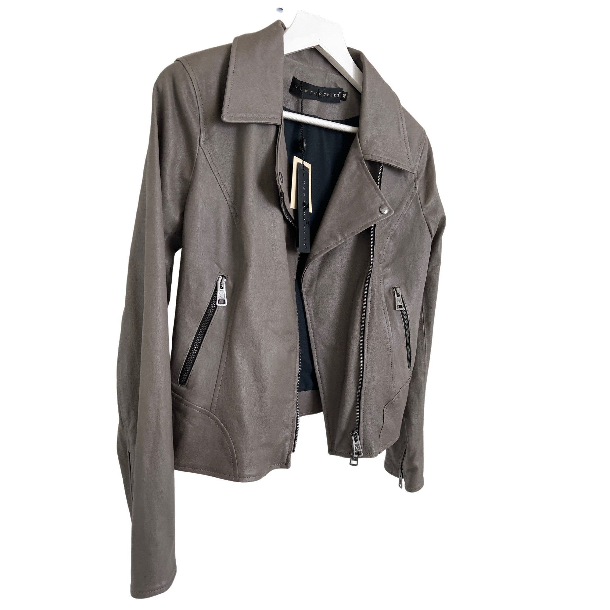 Other Ventcouvert Leather Grey Biker Jacket Size M / US 6-8 / IT 42-44 - 3 Thumbnail