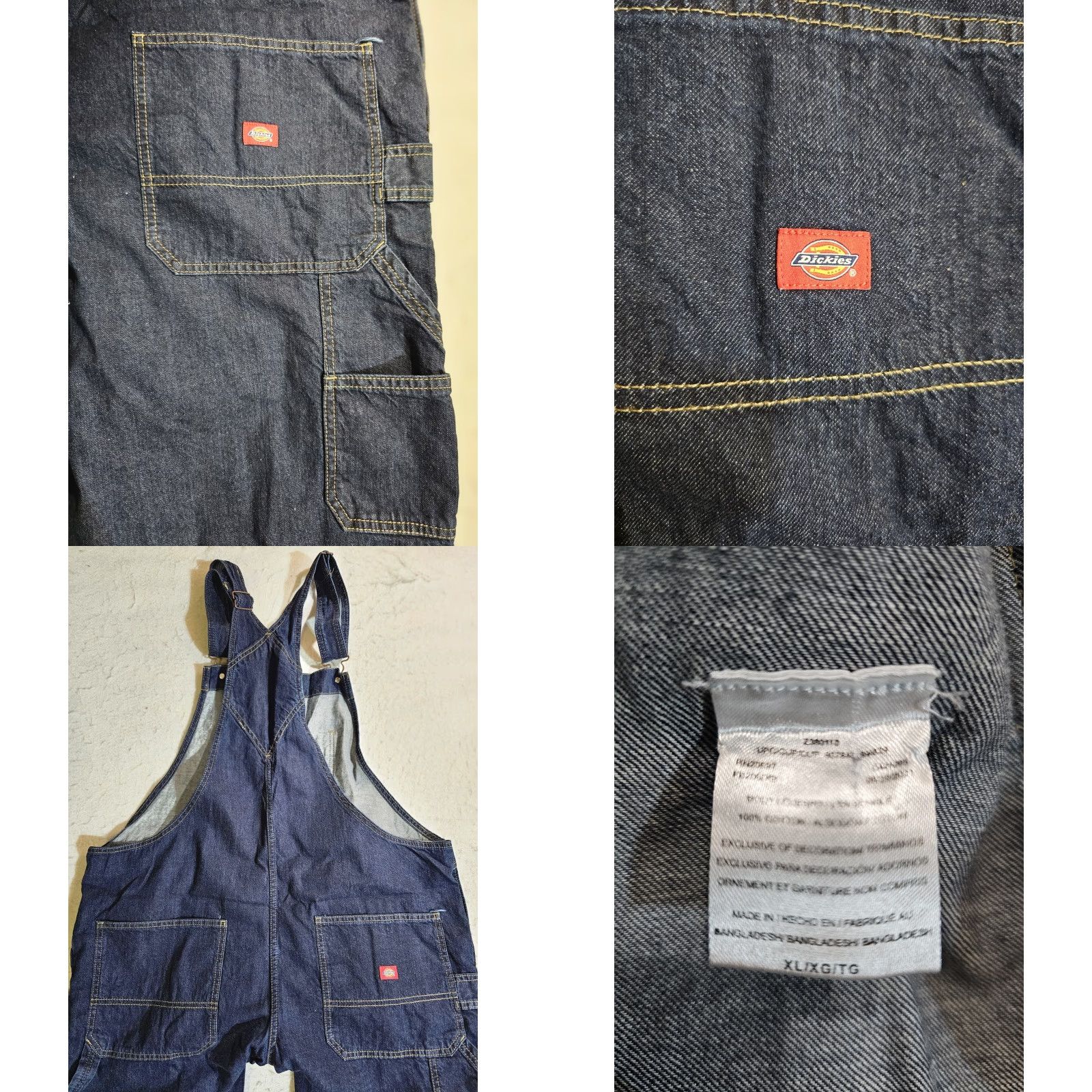 Dickies VINTAGE Dickies Denim Overalls Carpenters Work Jeans Dark Wash Mens XL Blue Denim Size US 36 / EU 52 - 9 Thumbnail