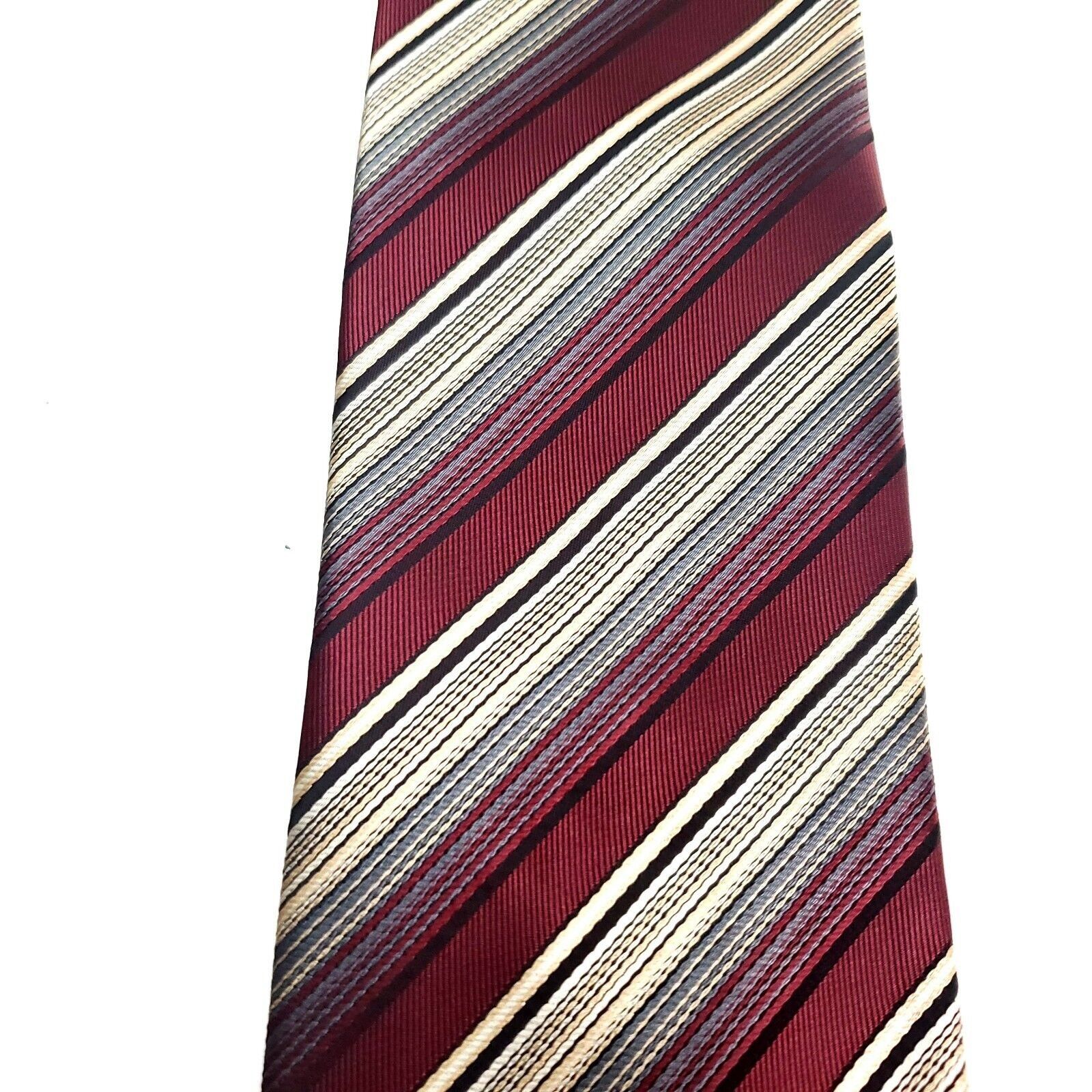 Bergamo New York Bergamo Polyester Tie Red Tan Striped Size ONE SIZE - 2 Thumbnail