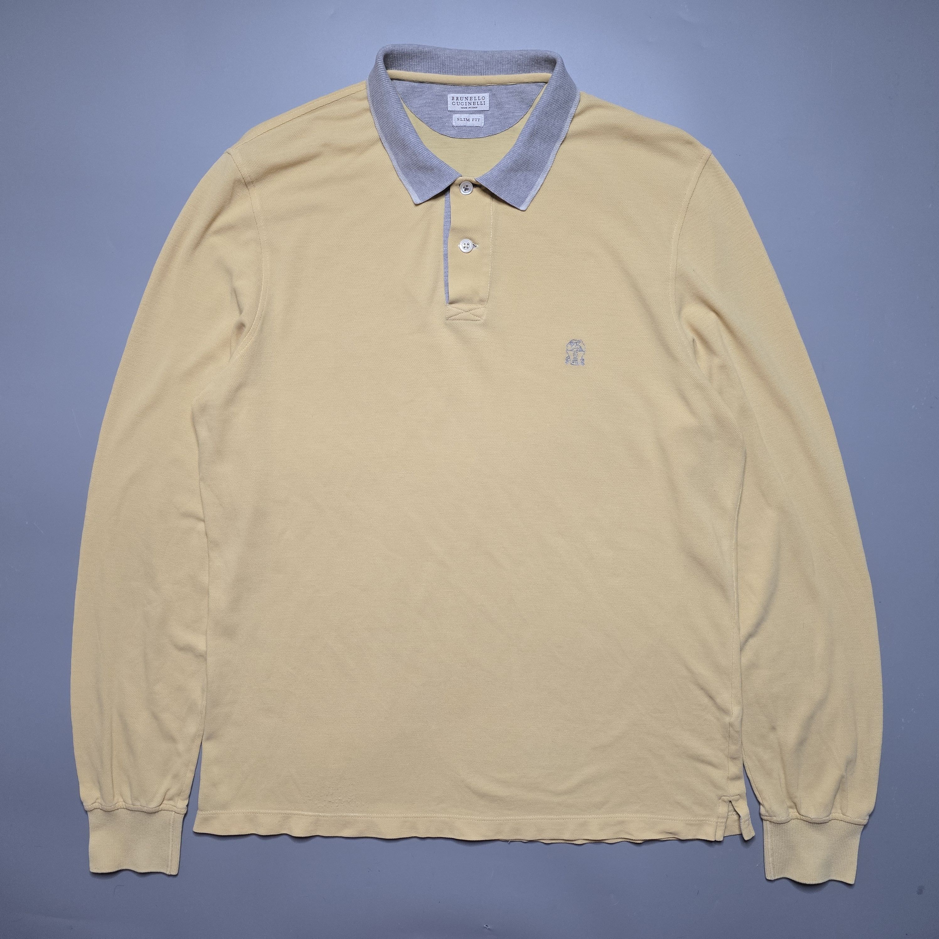 Brunello Cucinelli Brunello Cucinelli - Logo Pique Longslevee Polo Size US XL / EU 56 / 4 - 1 Thumbnail