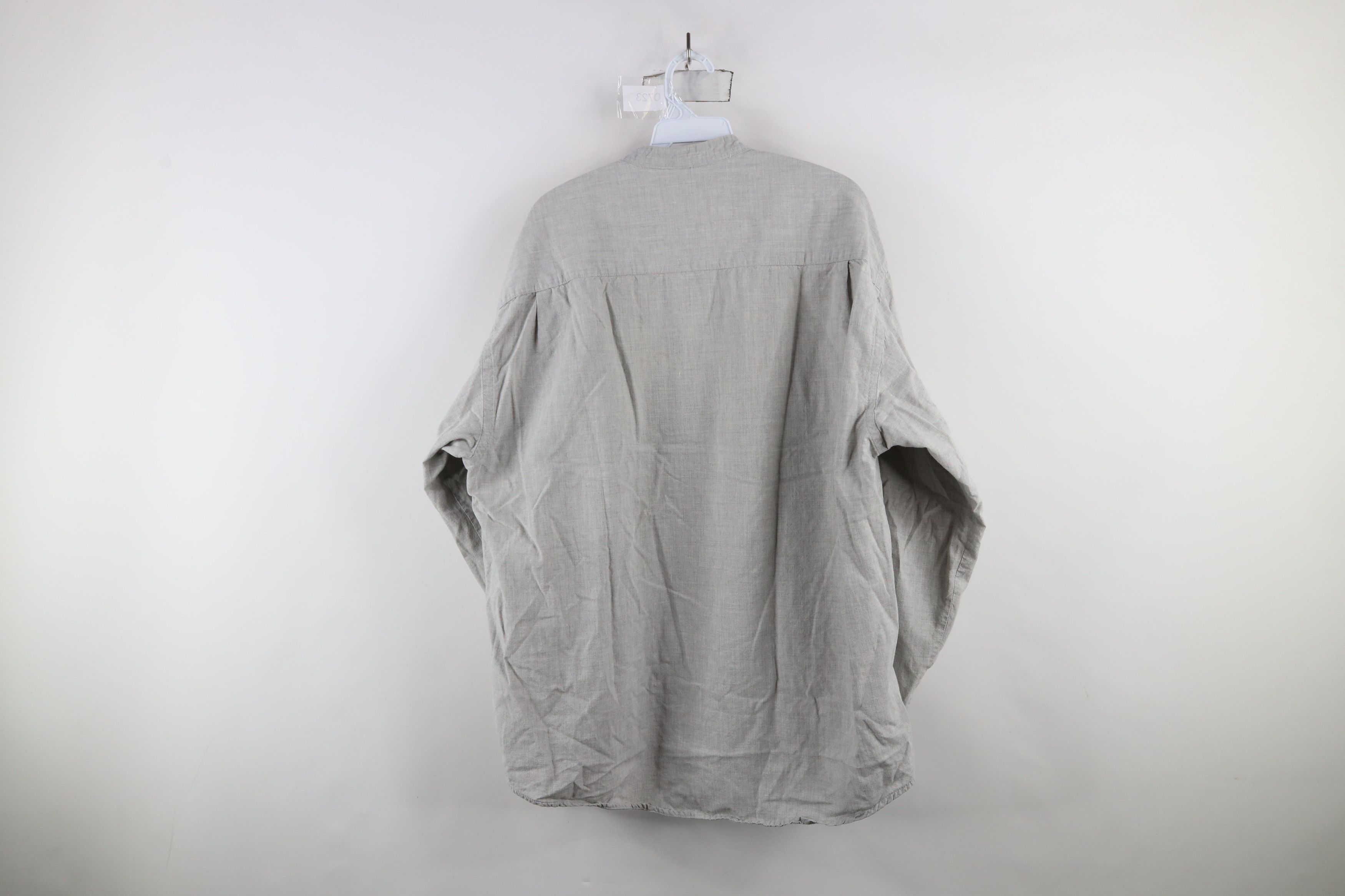 Vintage Vintage 90s Streetwear Band Collar Button Shirt Gray Size US L / EU 52-54 / 3 - 9 Thumbnail