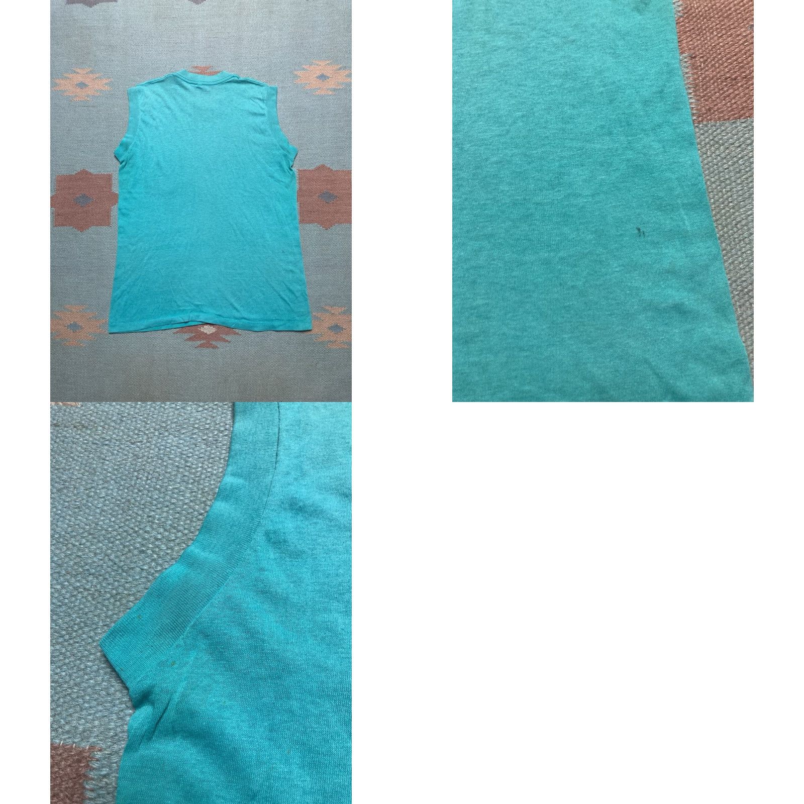 Altea VINTAGE 80s Sleeveless Pocket T Shirt Blue Teal Muscle Stained Medium M & M Men Shirts Size US M / EU 48-50 / 2 - 8 Thumbnail