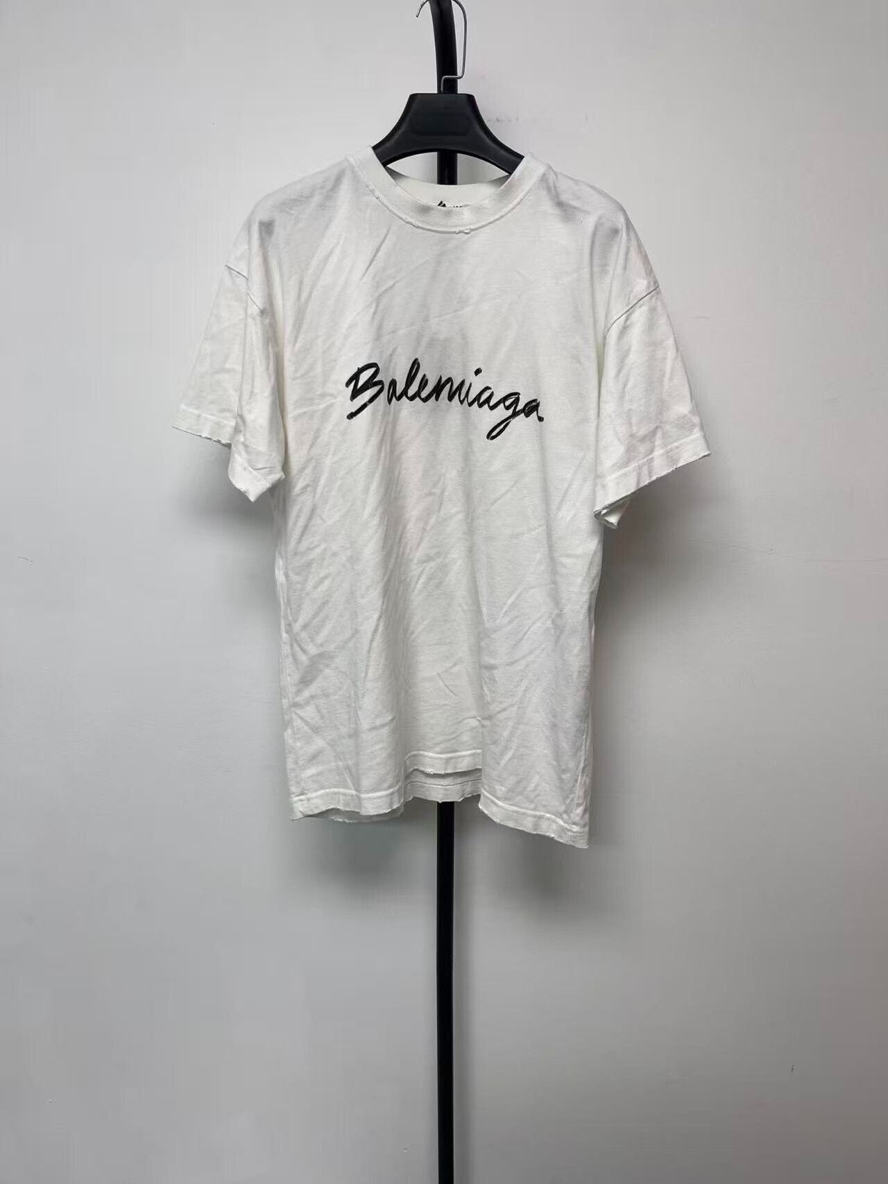 Balenciaga balenciaga white logo print casual t-shirt Size S / US 4 / IT 40 - 1 Thumbnail
