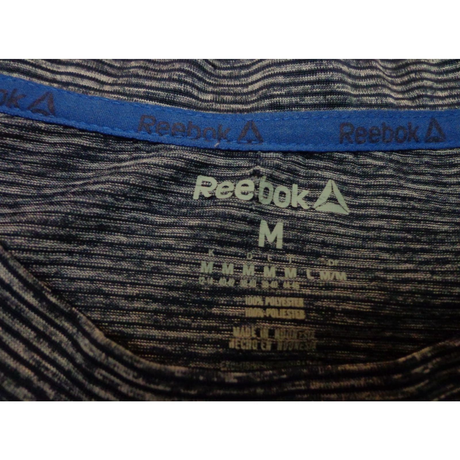 Reebok Reebok T Shirt Blue Striped Speedwick Side Pocket M Adult Mens Size M Regular Color Blue Logo Athletic Short Sleeve Crew Neck Breathable Shirt Size US M / EU 48-50 / 2 - 5 Thumbnail