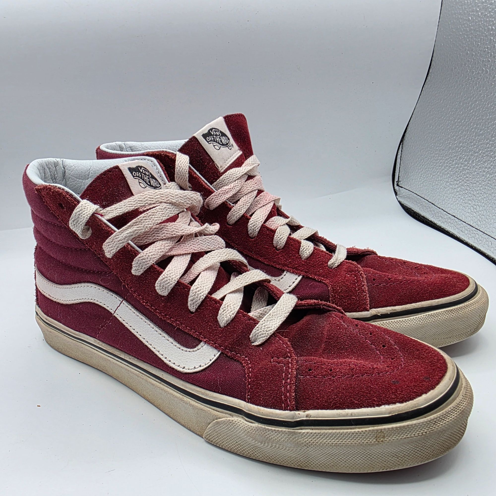 Vans Vans Sk8 Hi Womens Size 9.5 Maroon White HighTop Sneaker Sho Size US 9.5 / IT 39.5 - 1 Thumbnail