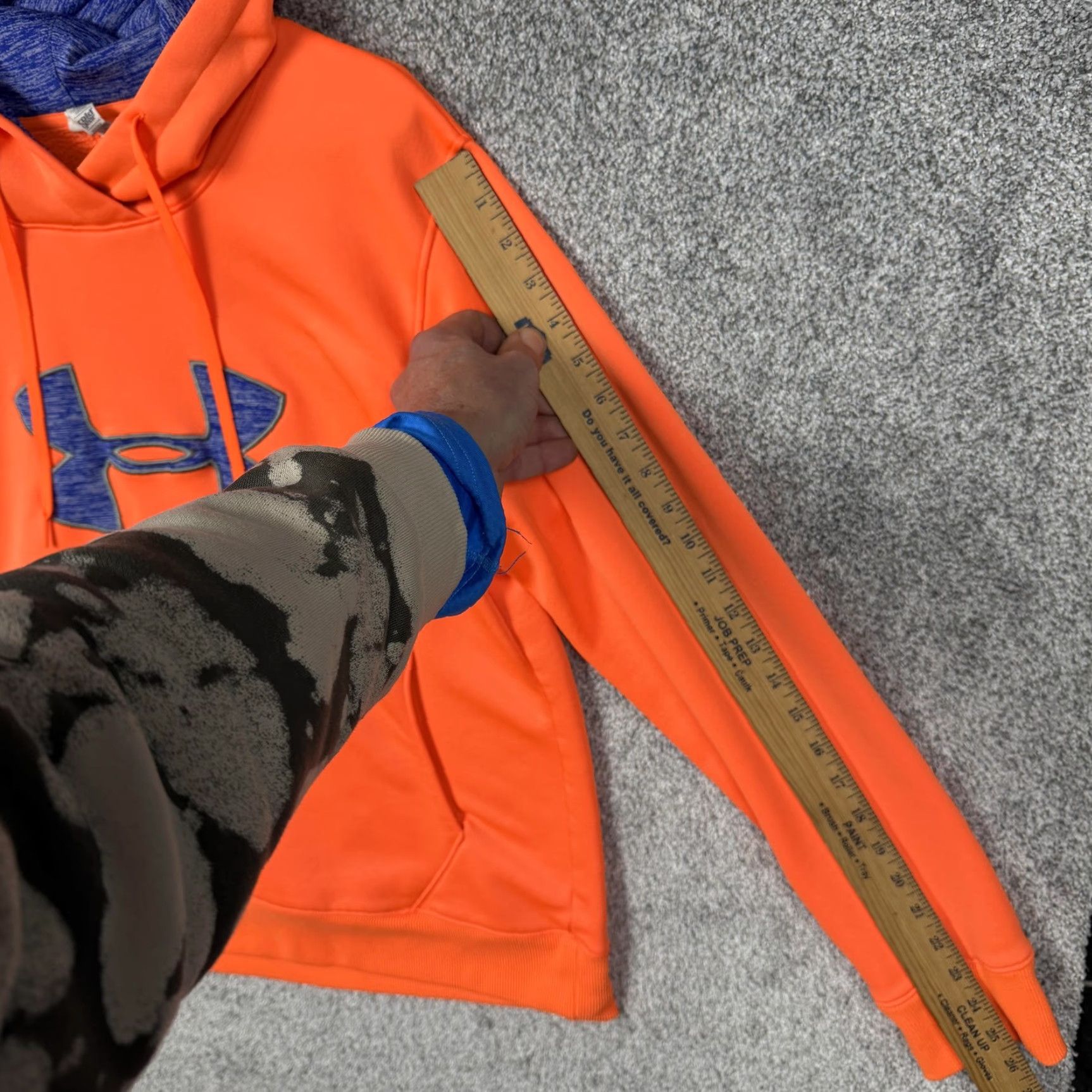 Under Armour Under Armour ColdGear Hoodie Mens Large Orange Blue Pullover Fleece Sweatshirt Size US L / EU 52-54 / 3 - 3 Thumbnail