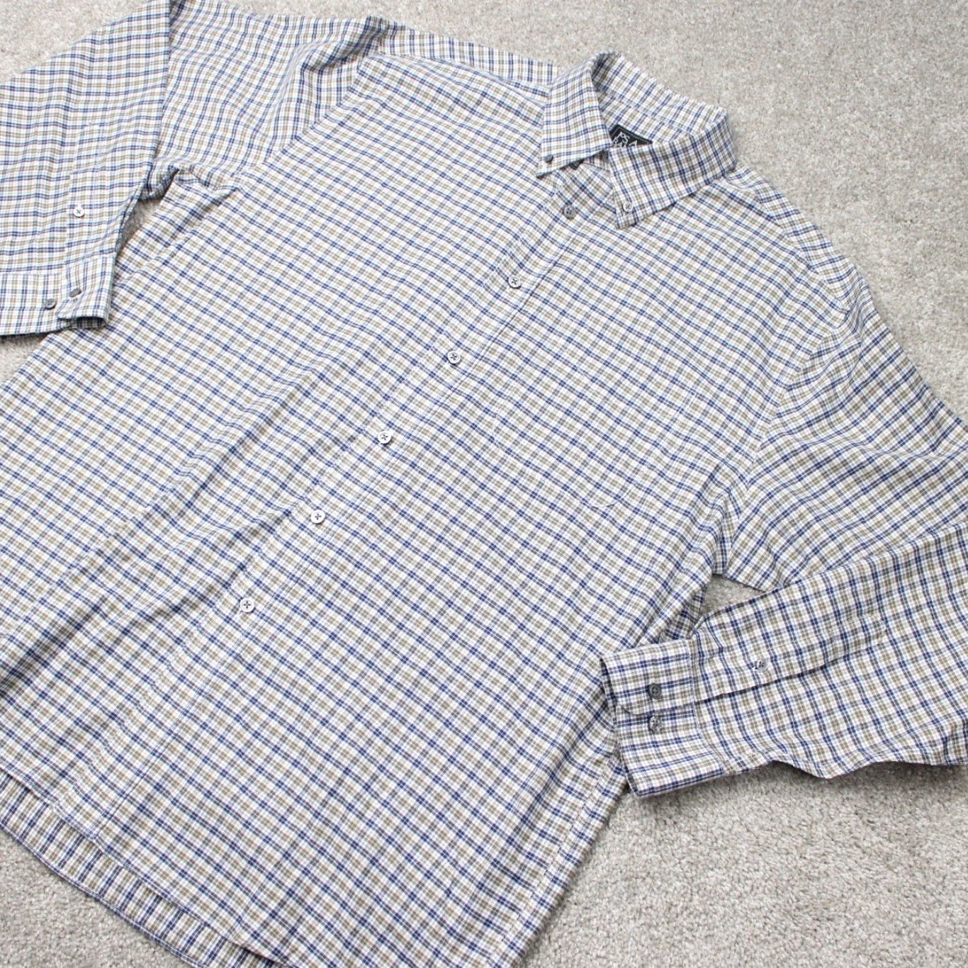 Jos. A. Bank Jos. A. Bank Shirt Mens Large Blue/Green Traveler Traditional Fit Cotton L/S Size US L / EU 52-54 / 3 - 4 Thumbnail
