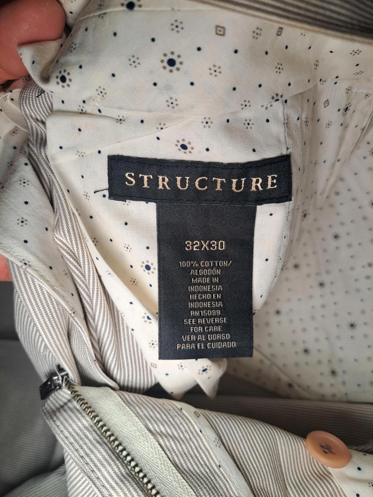 Structure NEW Structure Chino Pants Mens 32x30 Beige Striped Cotton Size 38R - 2 Thumbnail