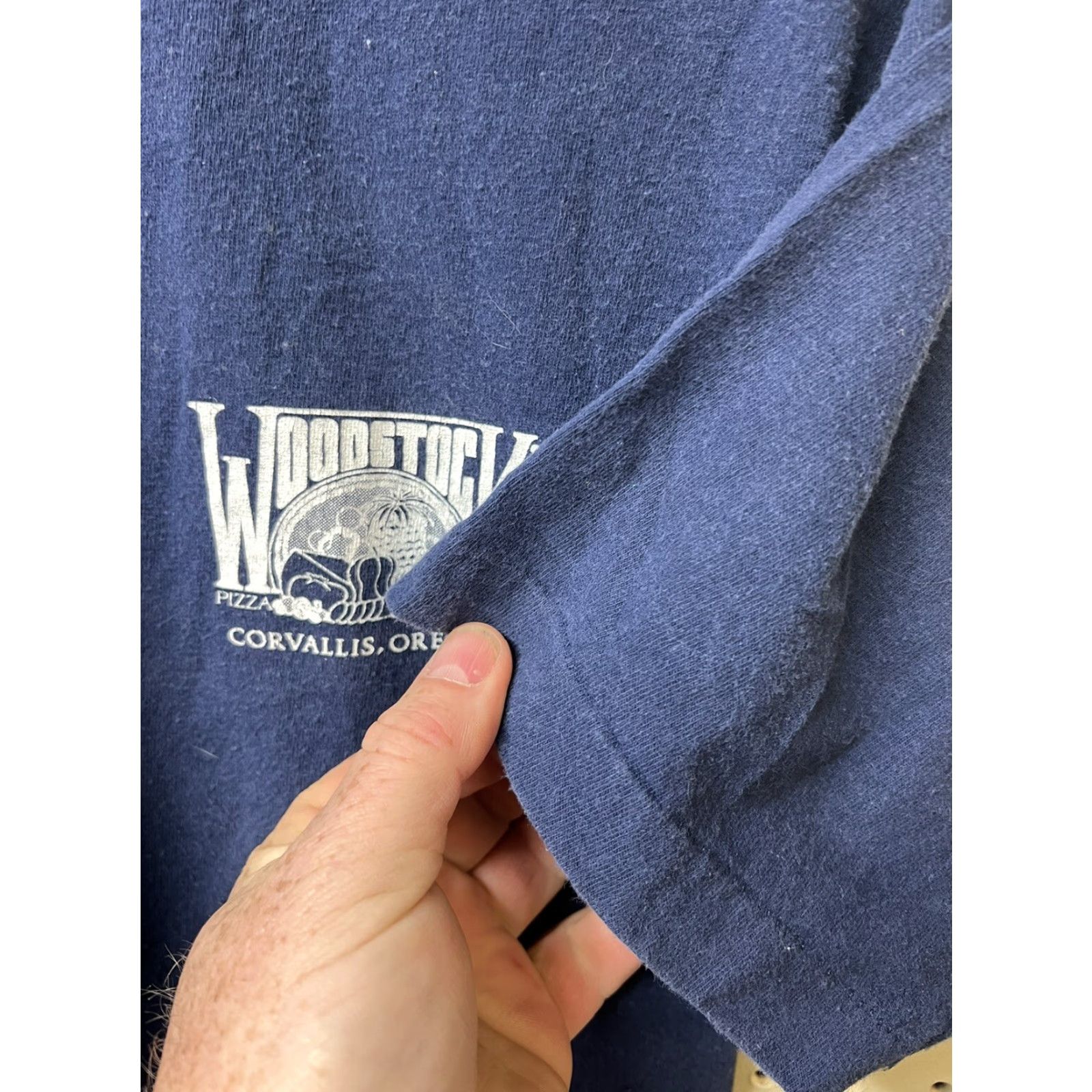Fruit Of The Loom VINTAGE Fruit of the Loom T-Shirt Short Sleeve Crew Neck Pizza Stitch Blue L Men Size US L / EU 52-54 / 3 - 3 Thumbnail