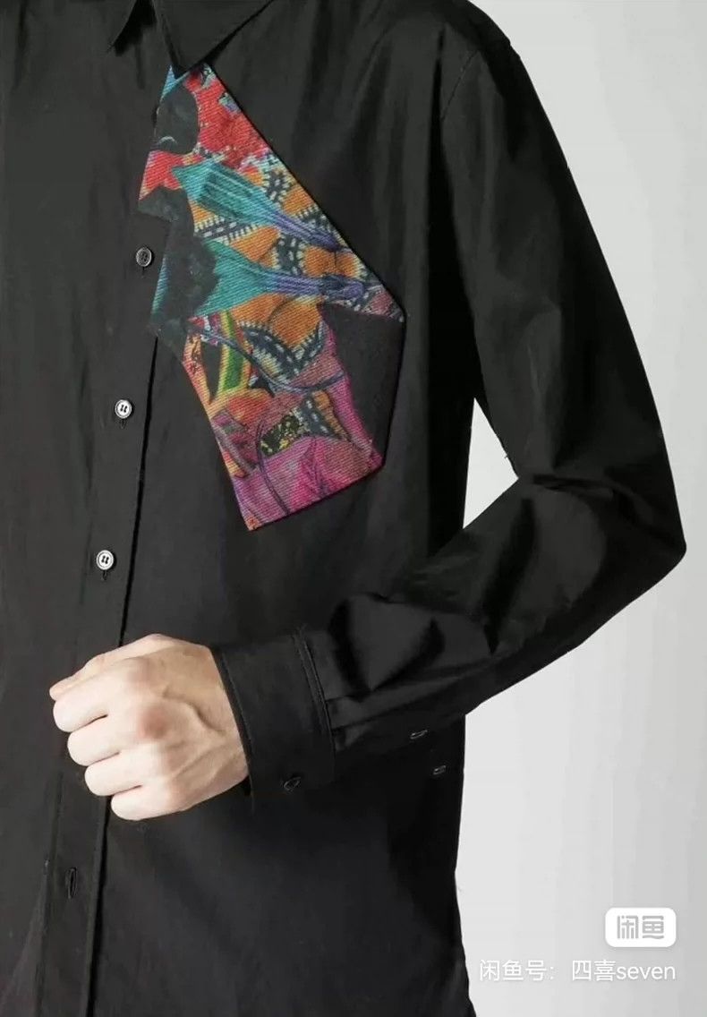 Yohji Yamamoto Yohji Yamamoto Black printed silhouette shirt 2502-Nextarr Size US L / EU 52-54 / 3 - 4 Thumbnail