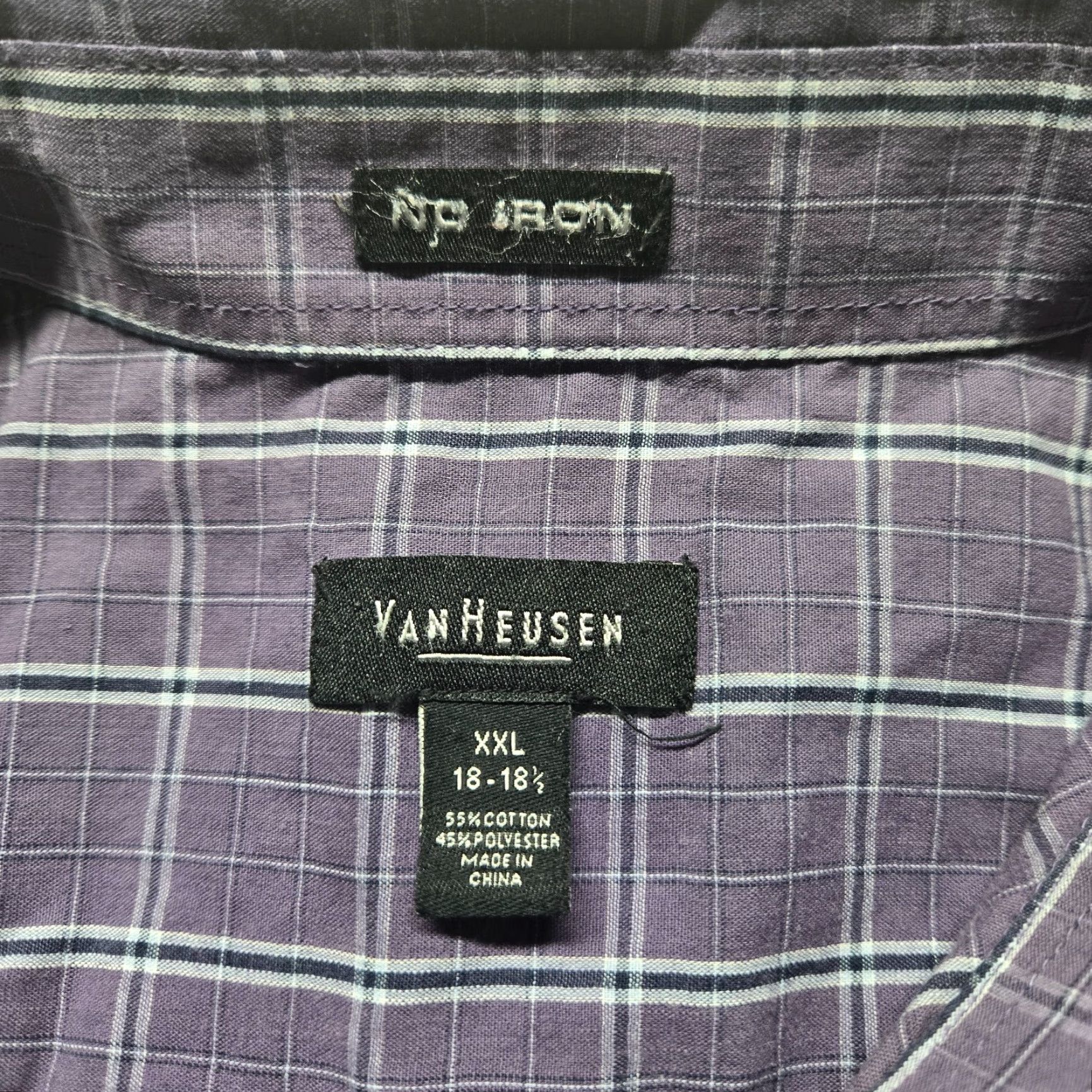Van Heusen Van Heusen Shirt 2XL Purple Check Short Sleeve Button-Up Size US XXL / EU 58 / 5 - 3 Thumbnail