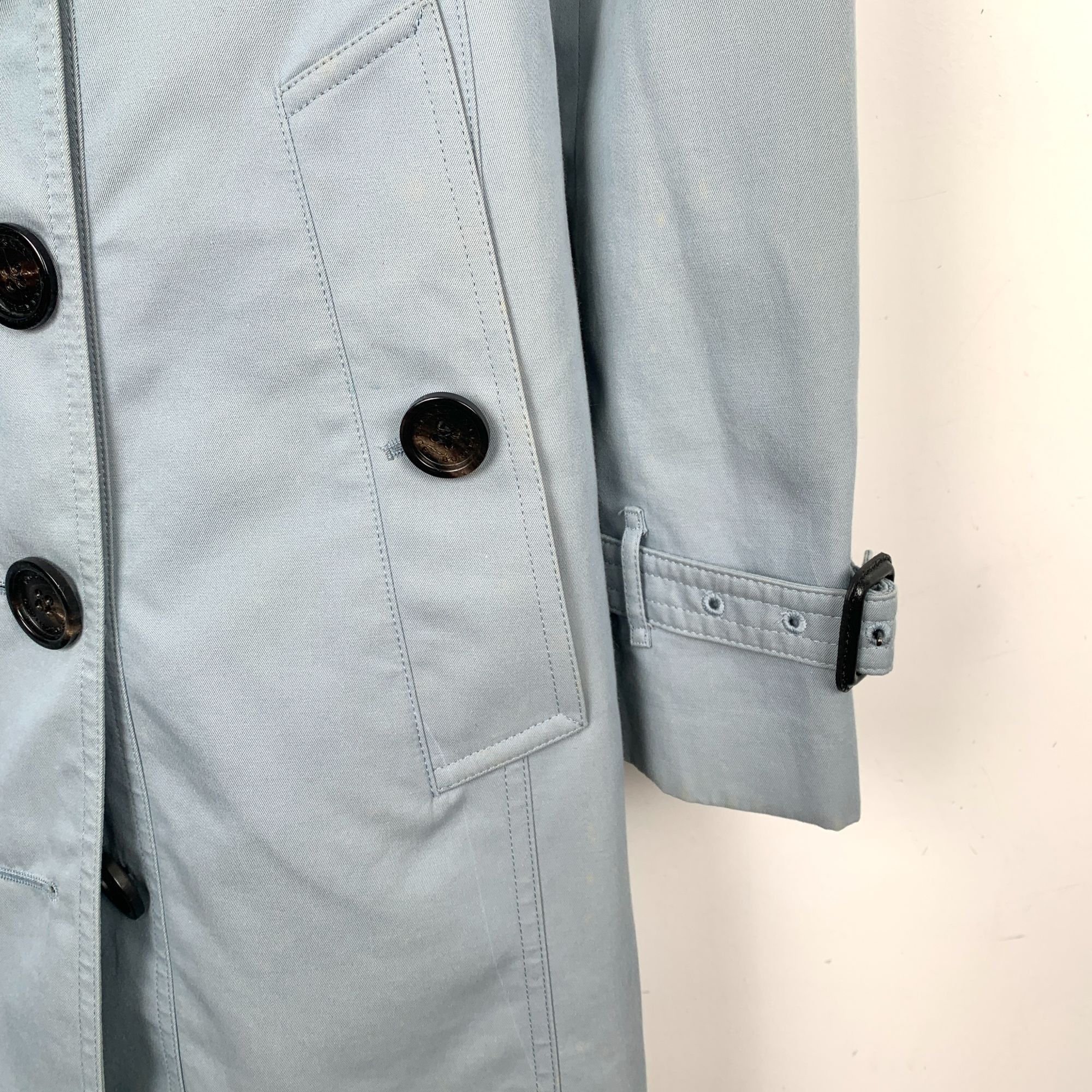 Burberry H9258 Womens Double-Breasted Light Blue Trench Coat With Bel Size S / US 4 / IT 40 - 4 Thumbnail