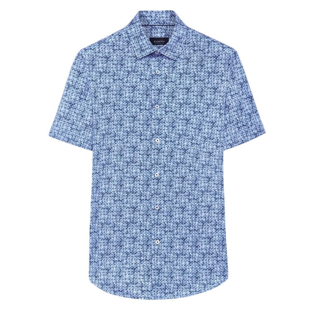 BUGATCHI Bugatchi Miles Diamond Print OoohCotton Short Sleeve Shirt Size US L / EU 52-54 / 3 - 1 Thumbnail