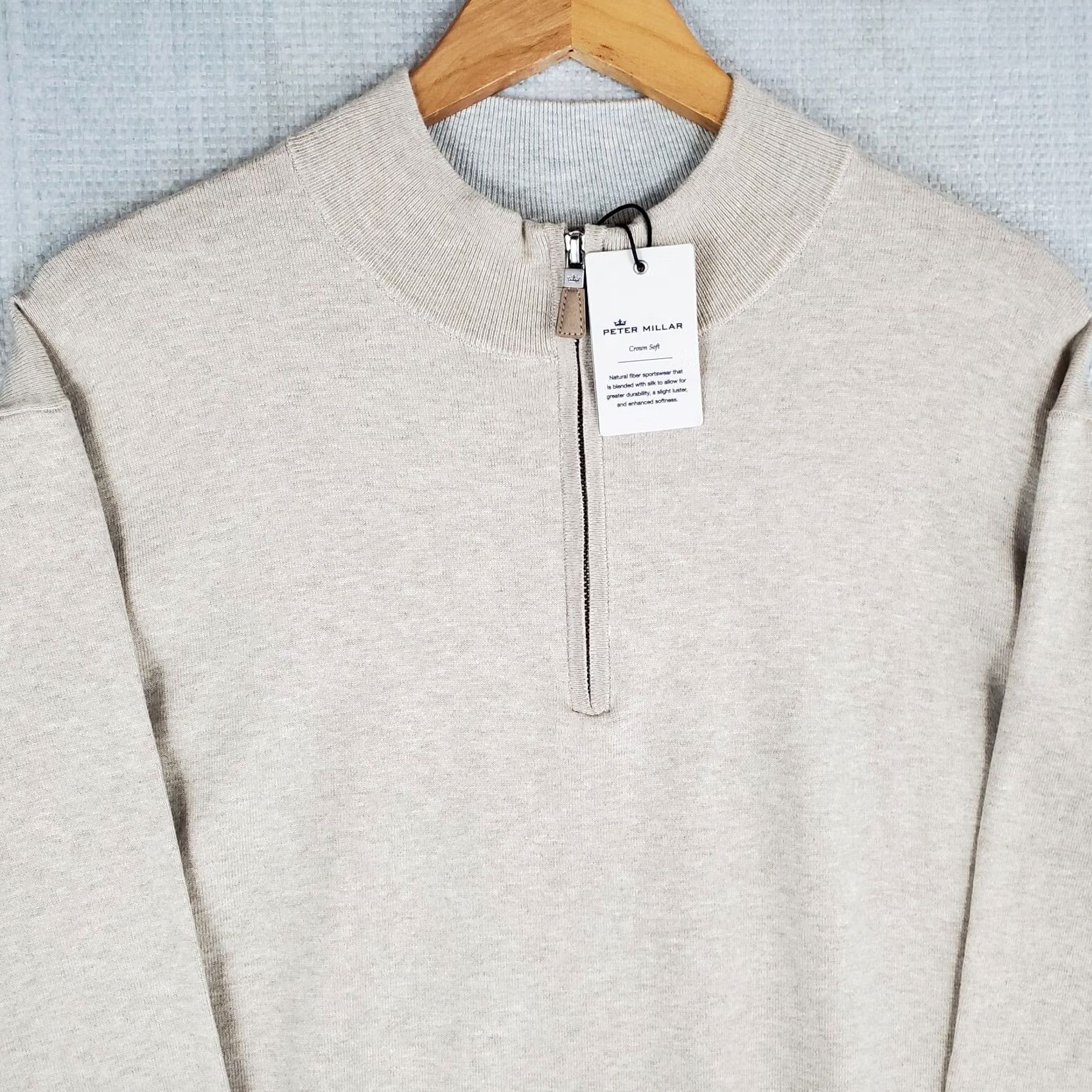Peter Millar PETER MILLAR 2XL Sweater Shirt Mens 1/4 Zip Crown Soft Khaki Beige Cotton Silk Cashmere Nylon New With Tags Size US XXL / EU 58 / 5 - 2 Thumbnail