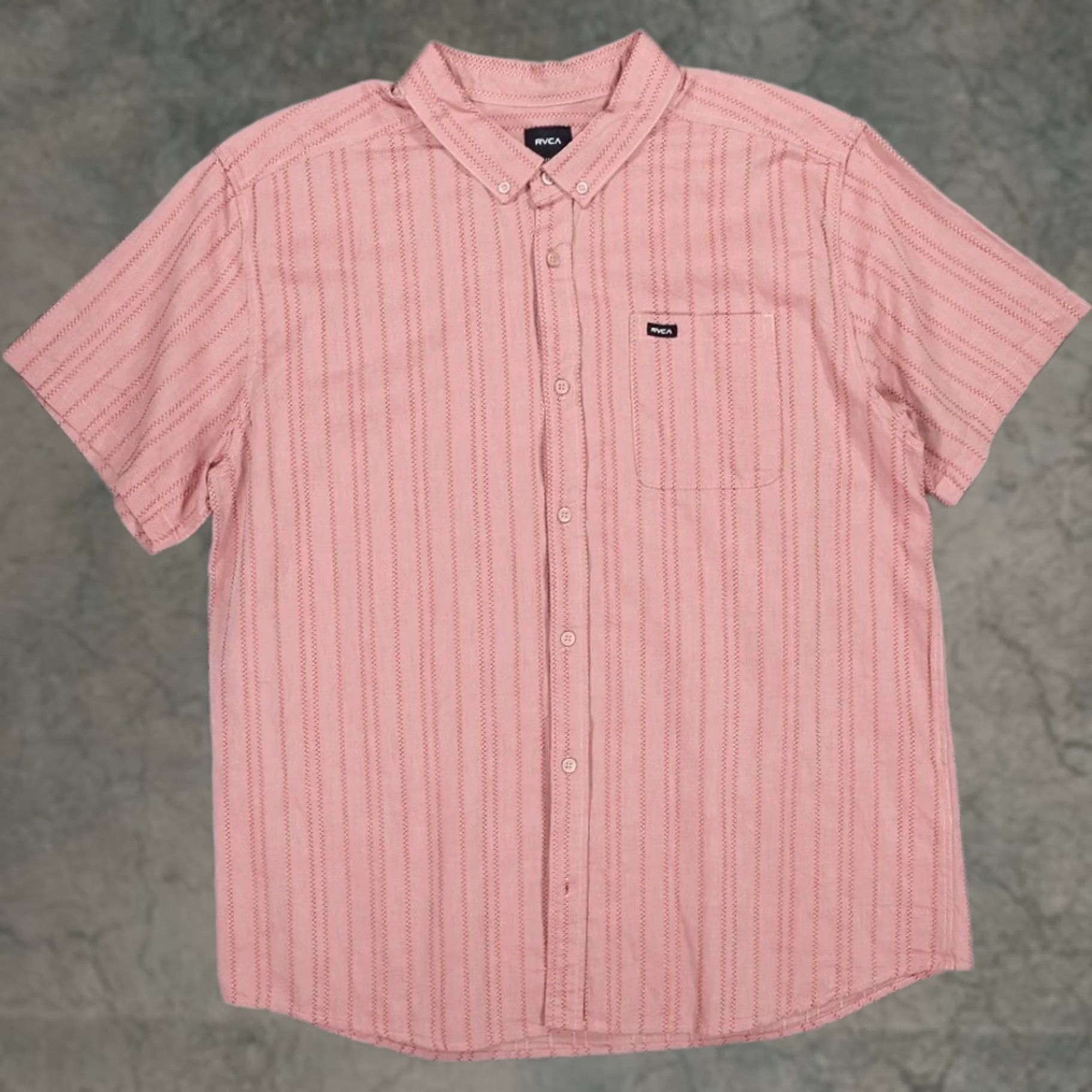 RVCA RVCA Shirt Mens XXL Pink Striped Slim Fit Short Sleeve Button Down Size US XXL / EU 58 / 5 - 1 Thumbnail