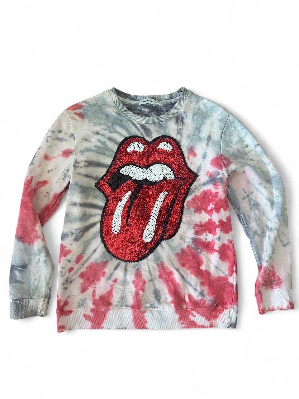 Other Tie Dye Rolling Stones Sequin Tongue Sweatshirt Size Large Size L / US 10 / IT 46 - 1 Thumbnail