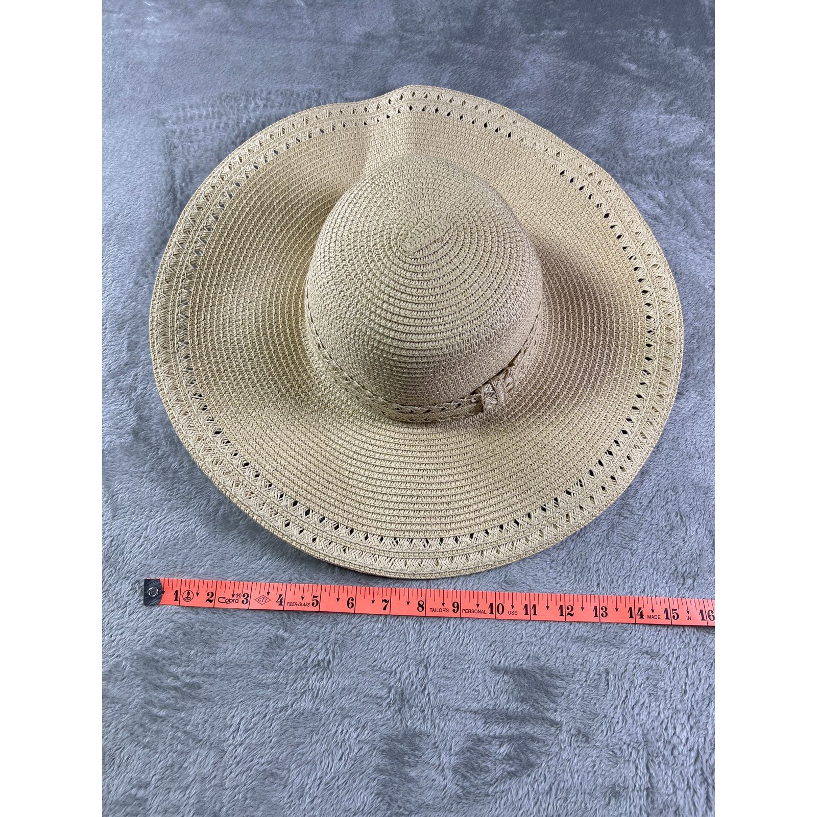 Other Coastal Chic Beige Woven Sun Hat Wide Brim 7 Quiet Luxury Size ONE SIZE - 7 Thumbnail