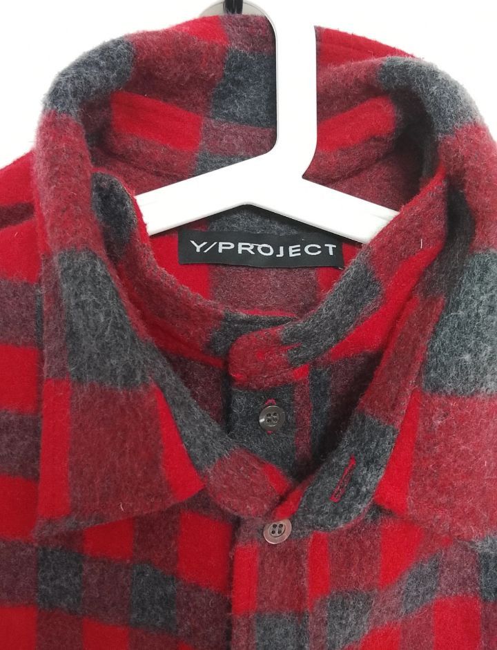 Y/Project Y/Project Red & Black Plaid Wool Blend Overshirt Size US L / EU 52-54 / 3 - 4 Thumbnail
